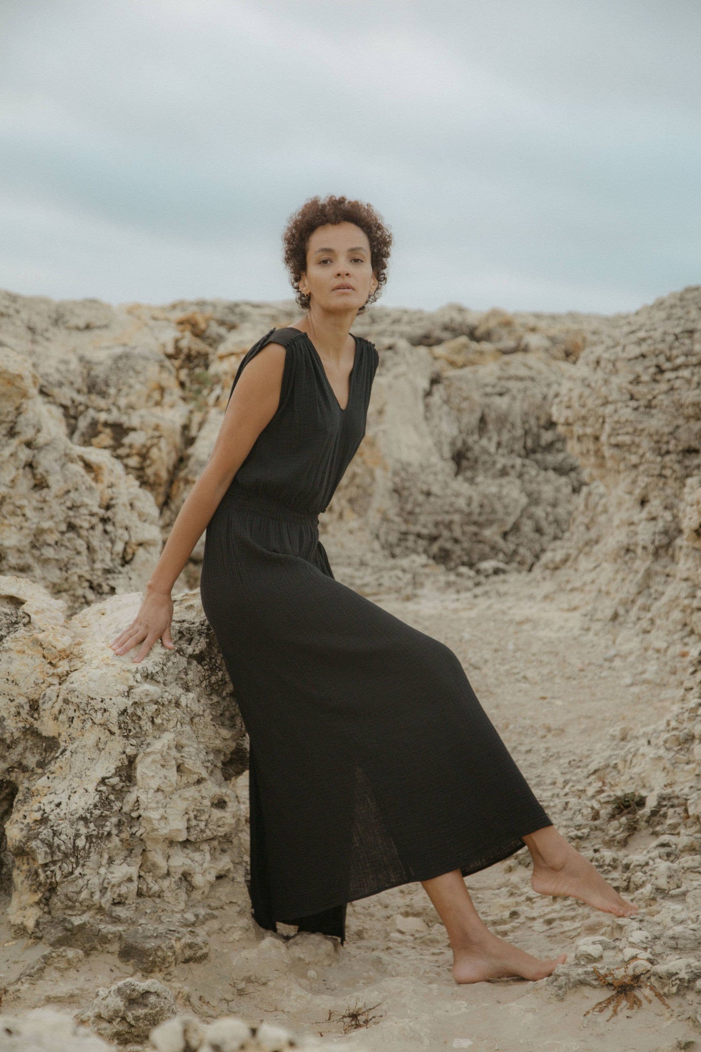 CECILIA SÖRENSEN - 789 ACACIA Dress in organic cotton muslin: Blue