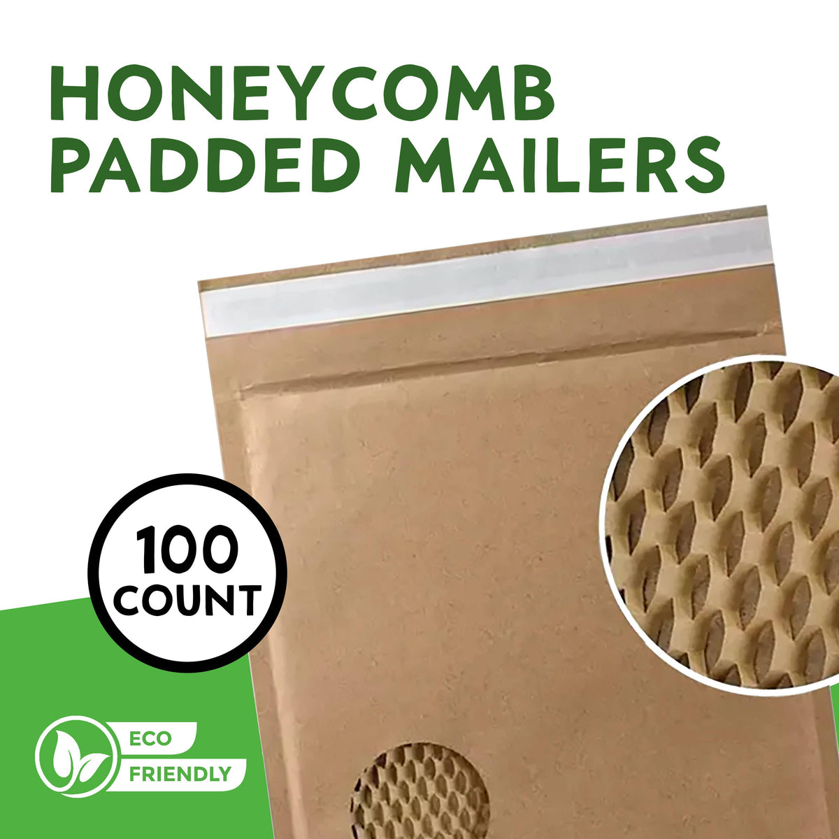 Coaco - 100pcs Kraft Mailers, Honeycomb Kraft Mailers, Padded Mailer: 10.5x15