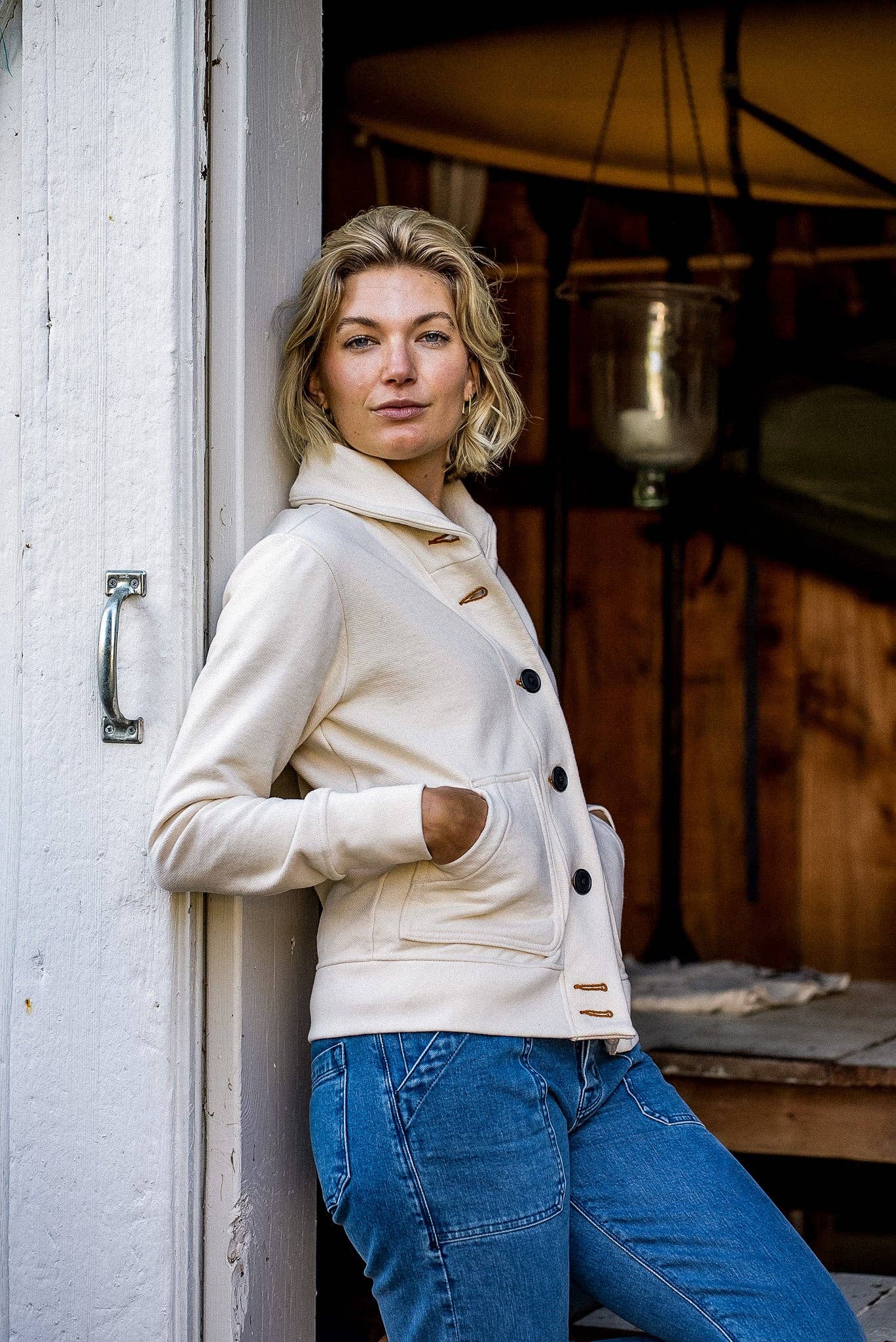 WiesMade - Women | Bodega Cardigan | 14oz 100% Cotton French Terry - Natural: Natural / S