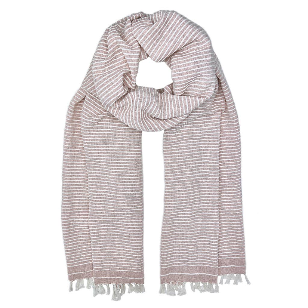 SLATE + SALT - Ethiopian Stripe Wrap Scarf: Navy