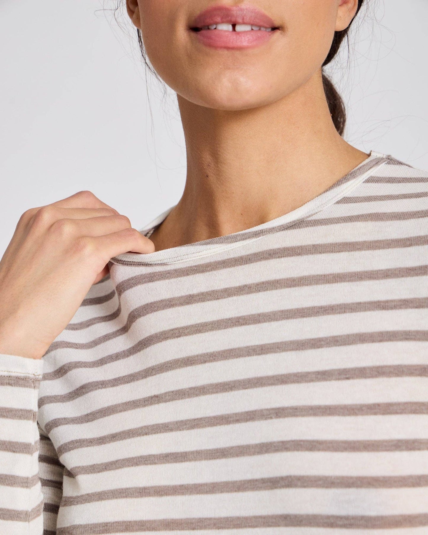gai-lisva - Thyra Sailor Wool Top - Ecru / Grey Melange Sailor Stripe: S