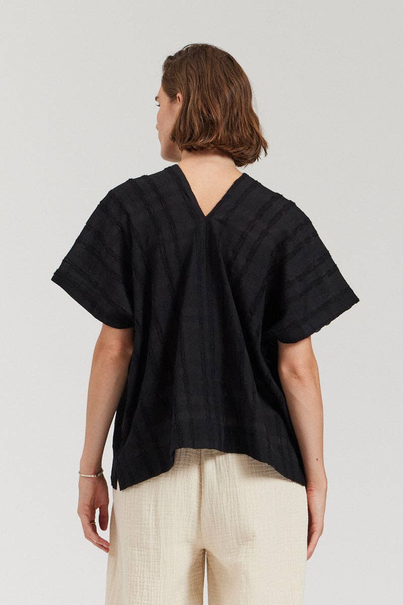 there. elsewhere - Boxy Textured Blouse: Black / Small