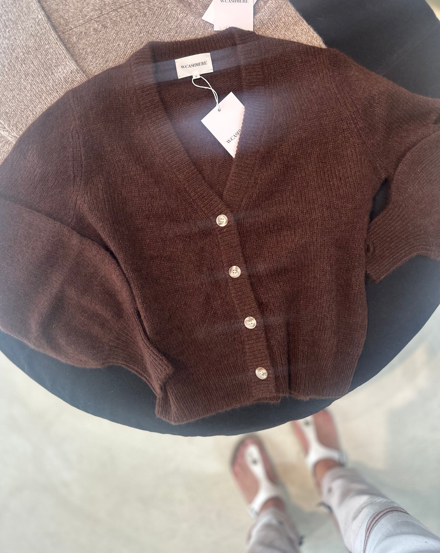 W Cashmere Isa Button Front Balloon Sleeve Cardigan