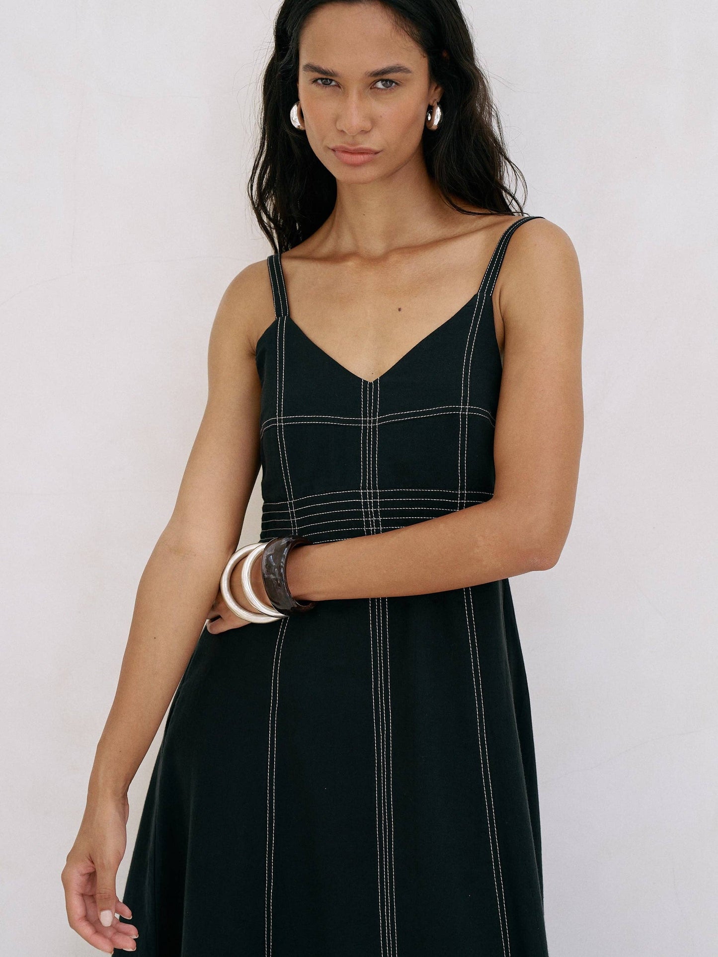 The Handloom - Eva Maxi Dress - Black: Black / M-L