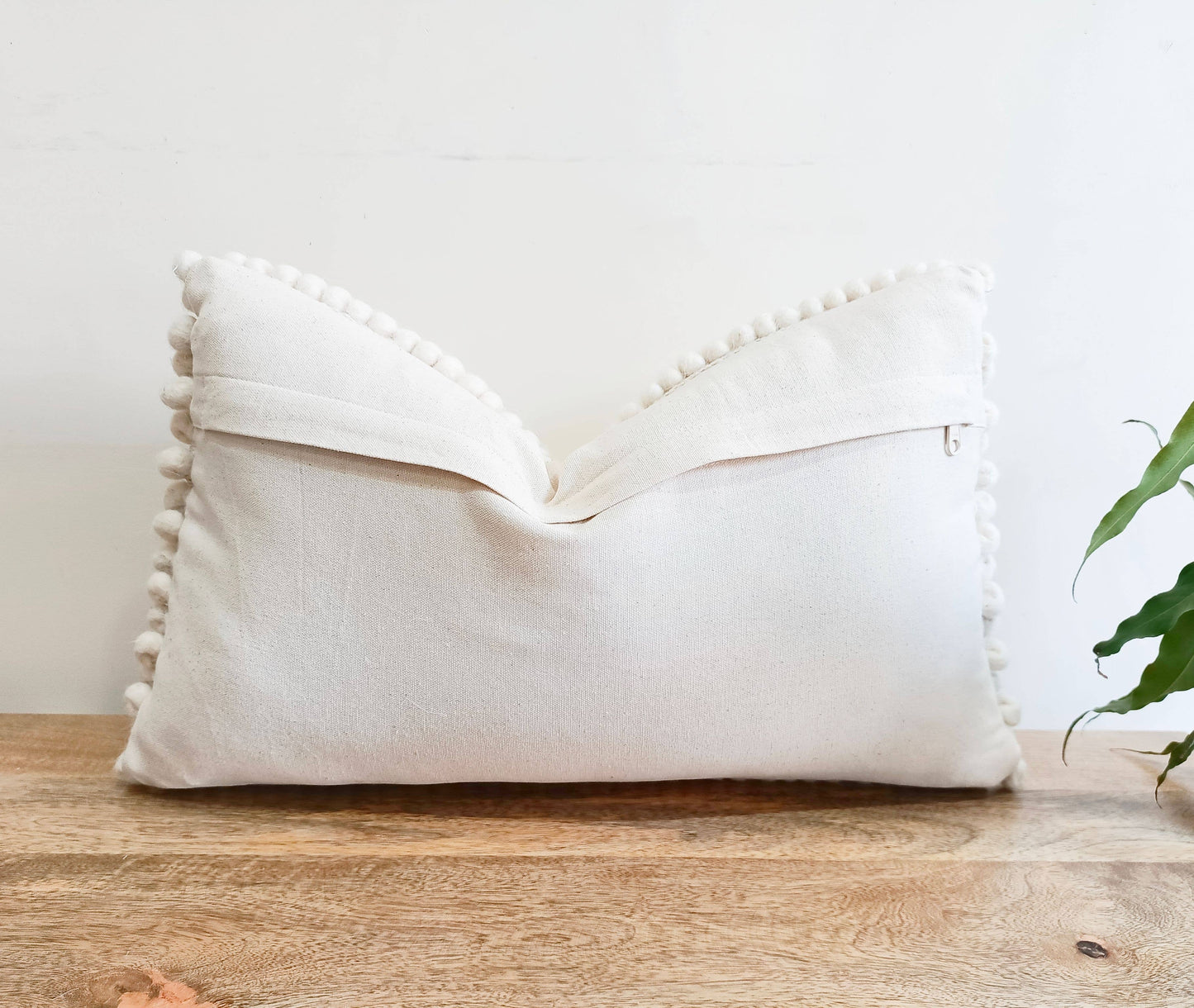 Handmade Ivory Nubby Throw Lumbar Pillow Cover with Insert