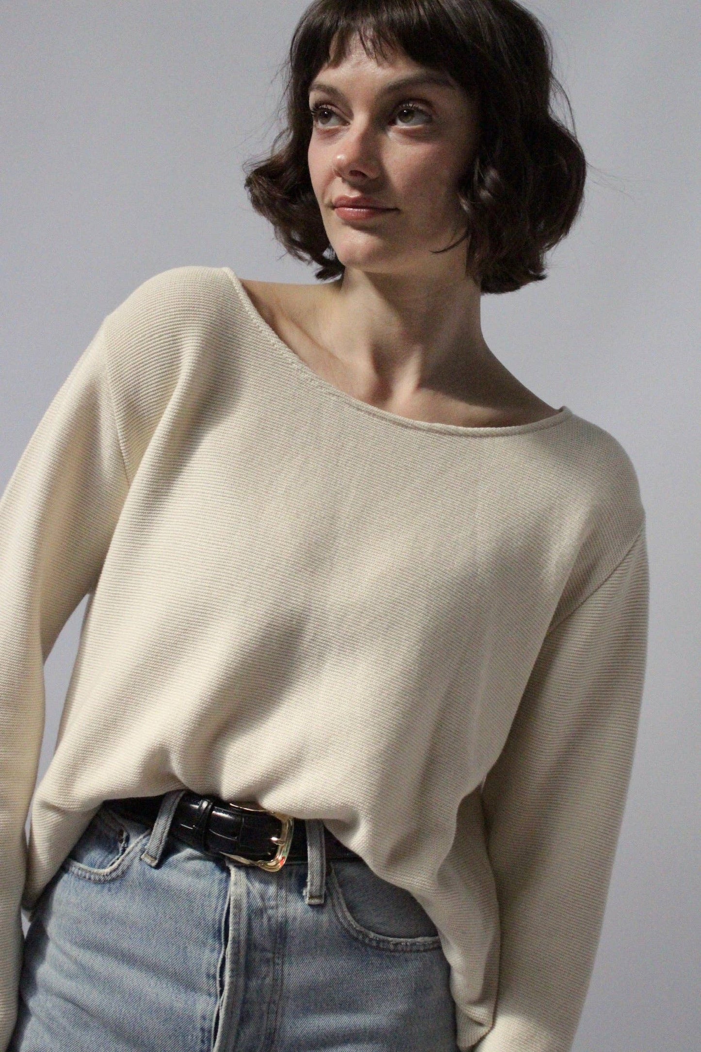Calli Cotton Seed Stitch Top: Free FIt Size in Onyx or Natural