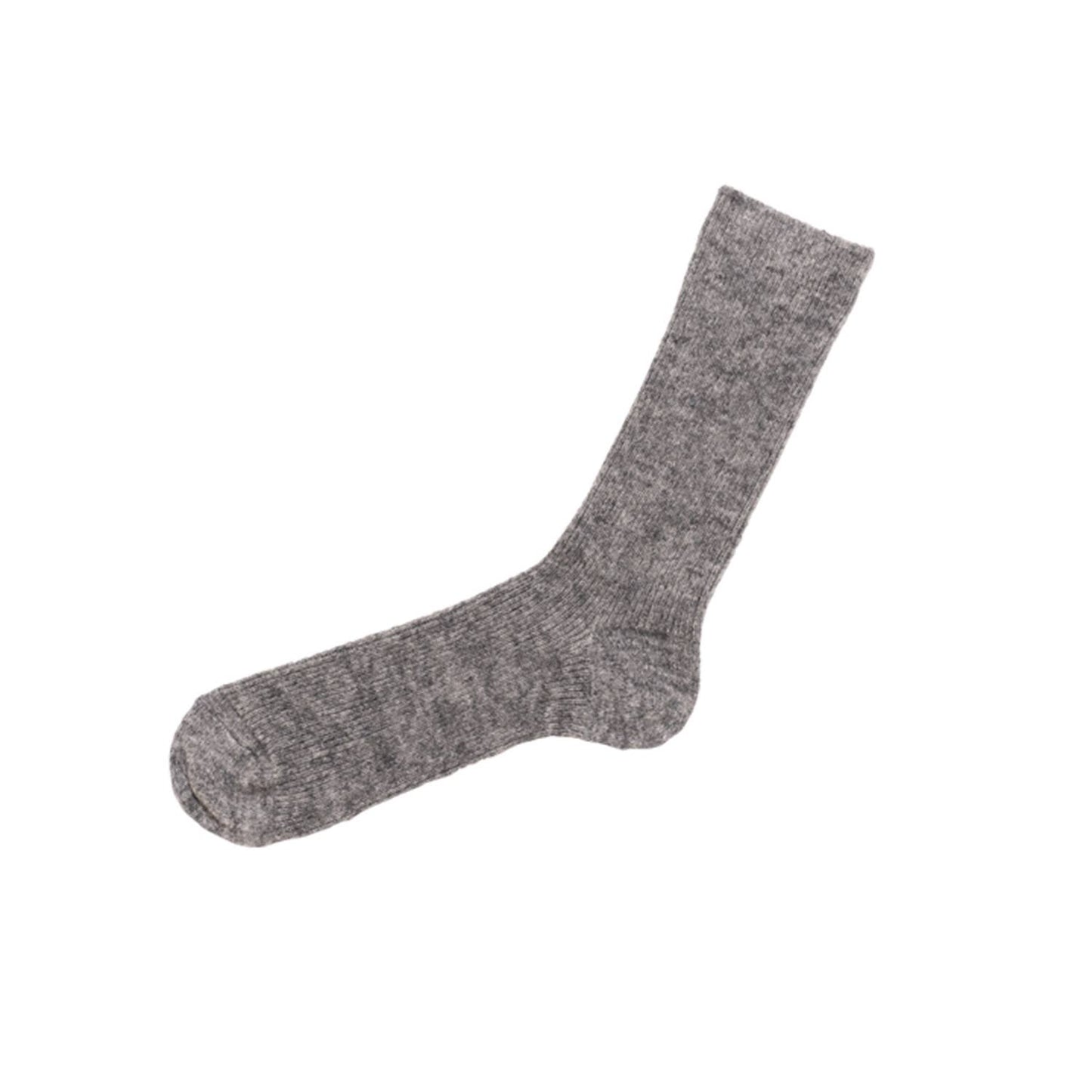 NISHIGUCHI KUTSUSHITA - HK0601 Suri Alpaca Ribbed Socks  S/M: Brown / M (USM7-9/USW8-10/EUR40-43)