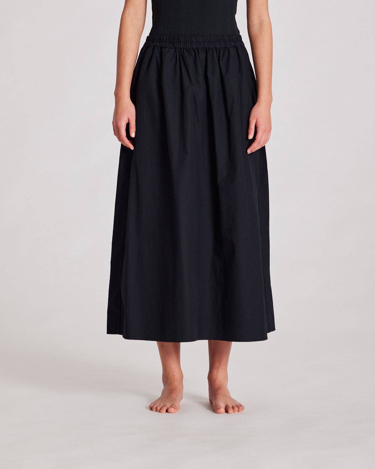 gai-lisva - Astrid Long Skirt Poplin - Black: S