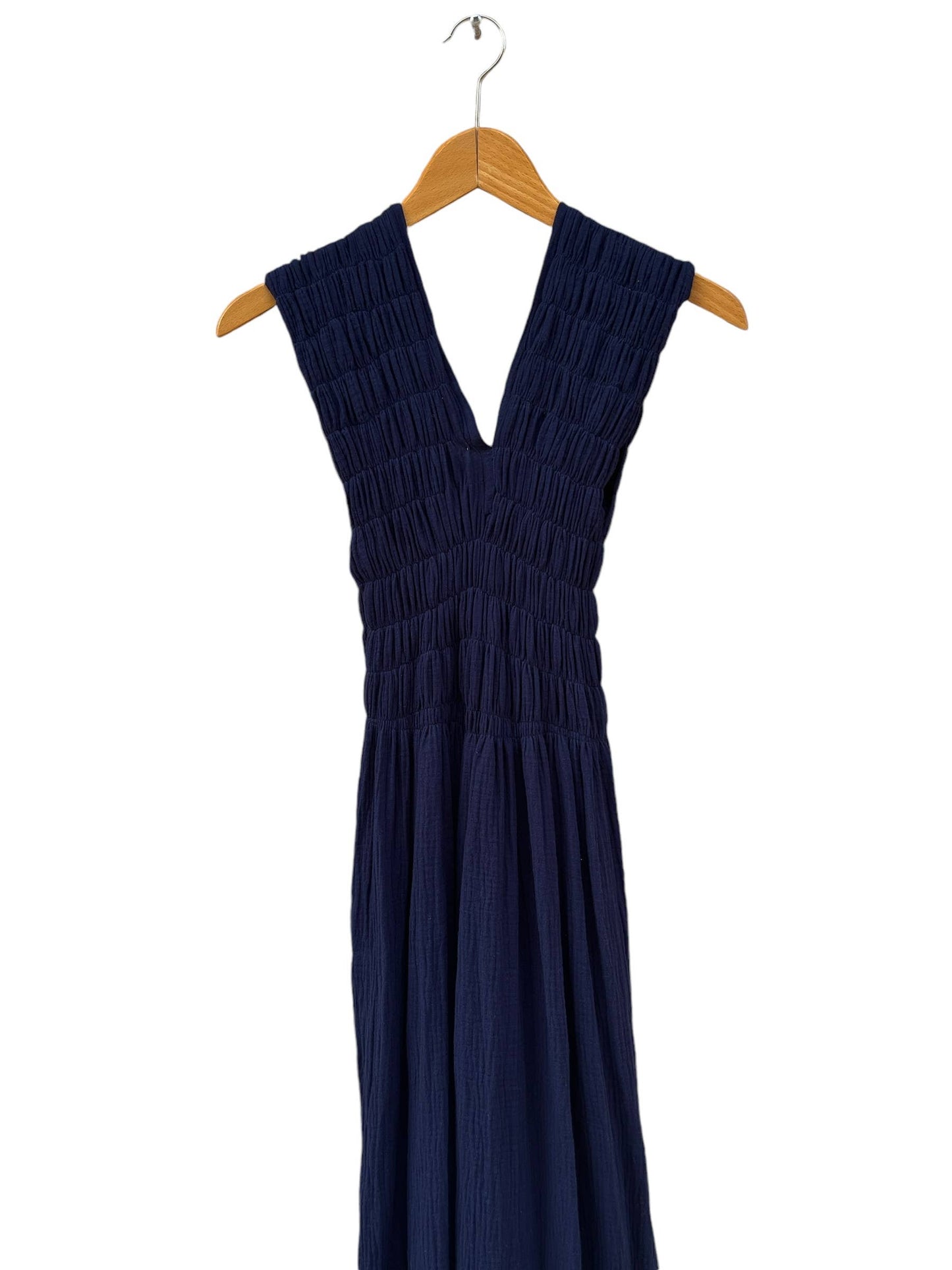 CECILIA SÖRENSEN - 736 ALBAZER Gathered V-neck dress in beige organic cotton : Khaki