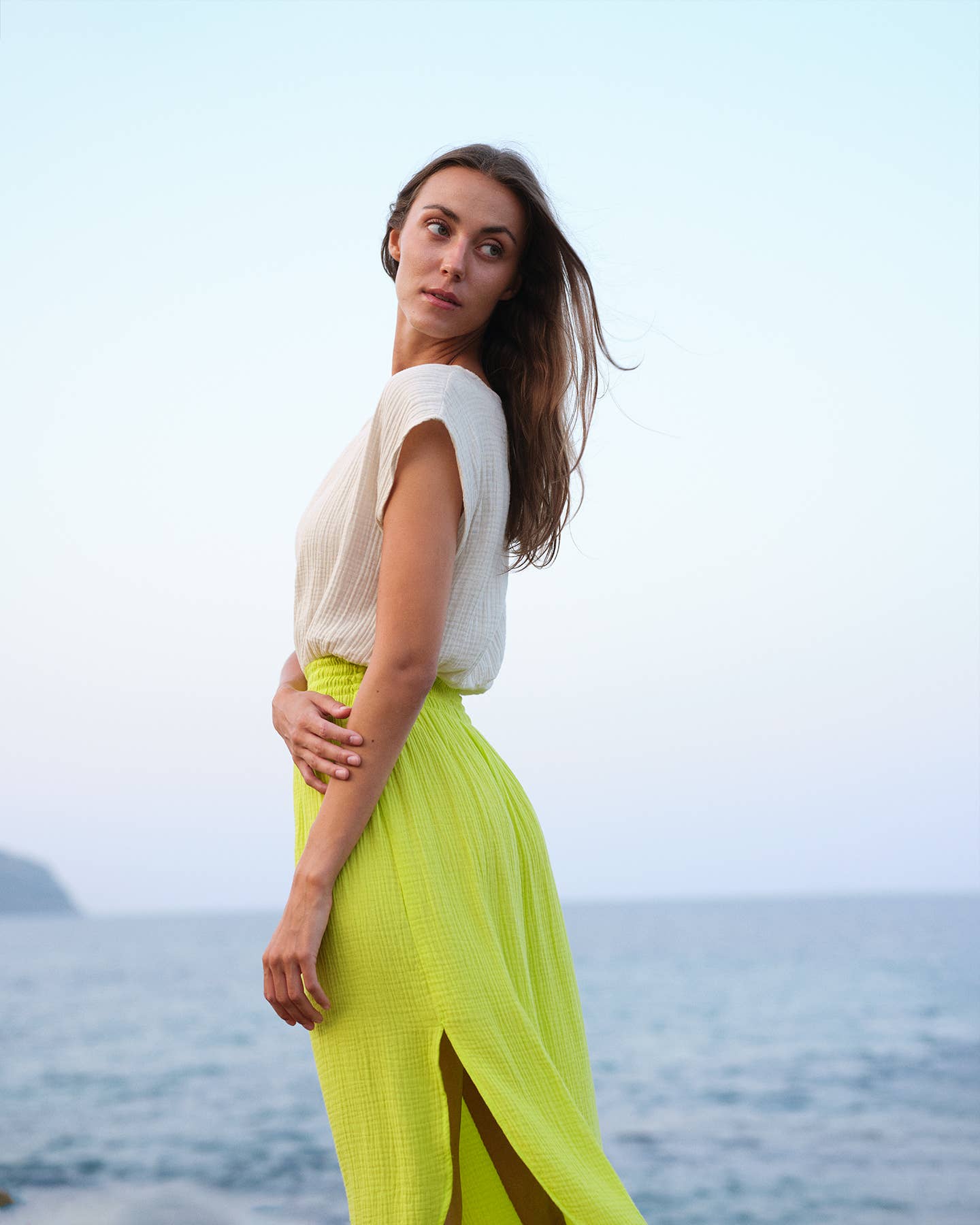 CECILIA SÖRENSEN - 734 MAIMÓ Gathered dress in soft organic cotton muslin: Navy blue