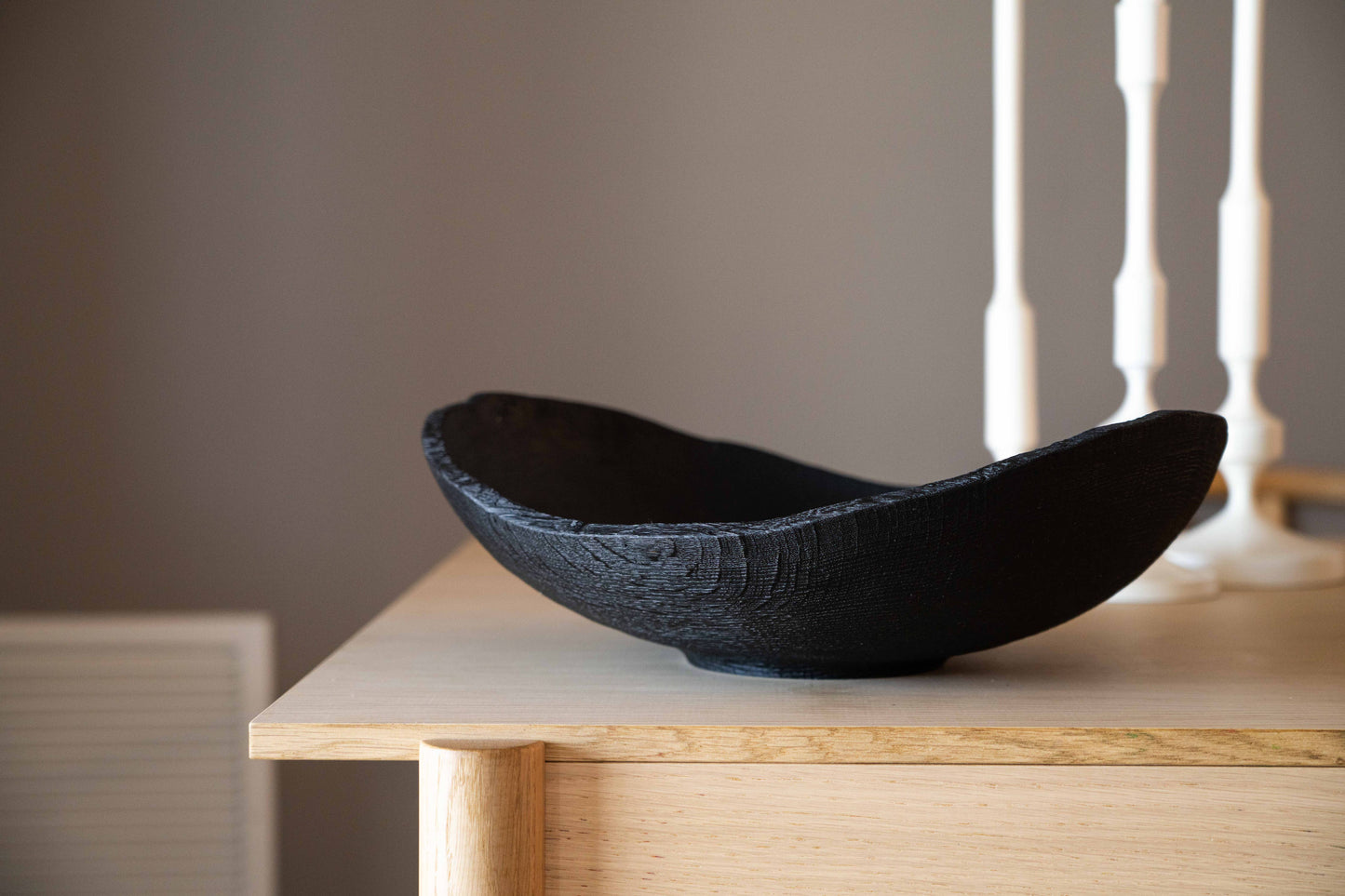 Creating Comfort Lab - Hand-Carved Shallow Boat-Shaped Wooden Fruit Bowl