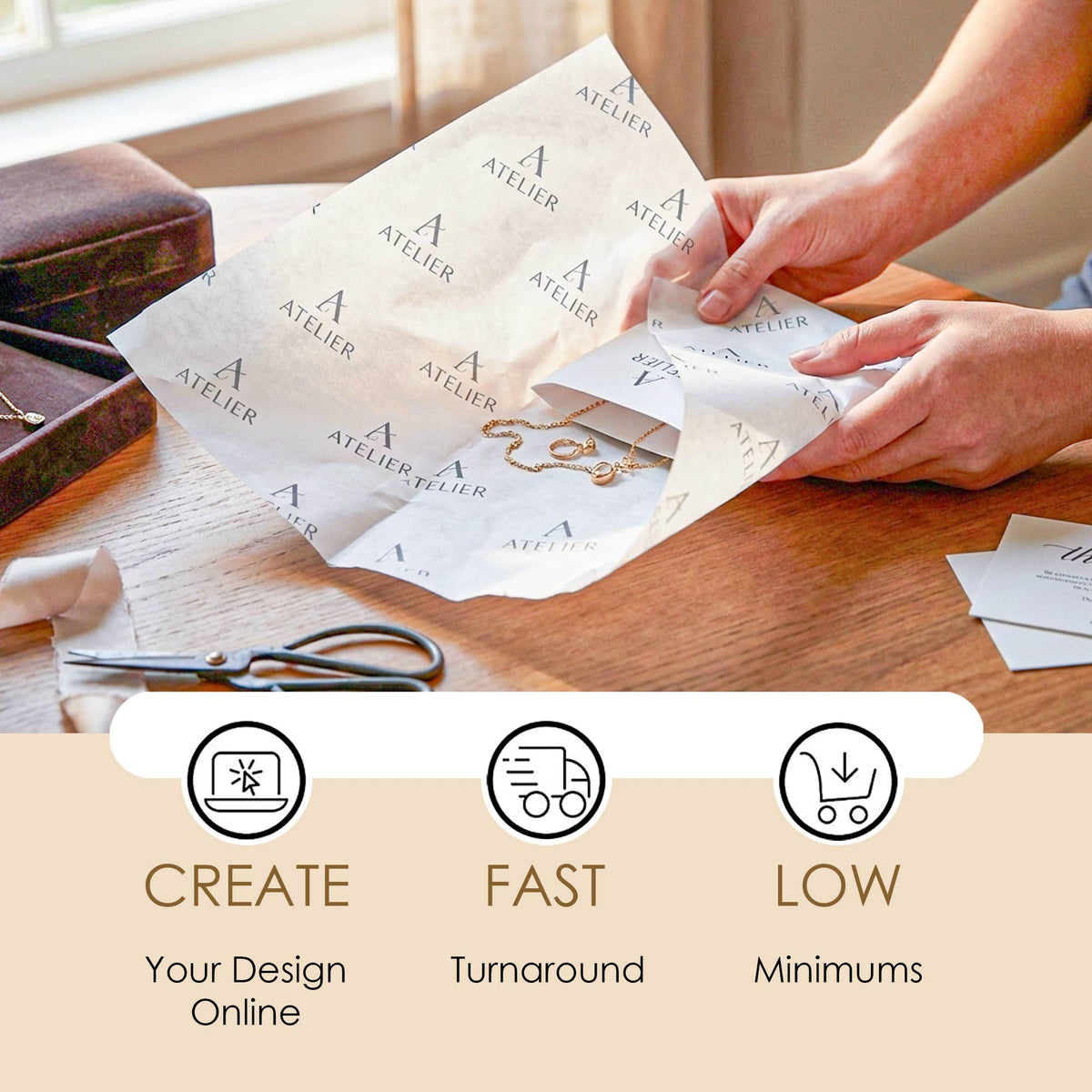 Coaco - Tissue Paper, Custom Tissue Paper, Printed Tissue Paper: 20 Sheets / White / 20x18