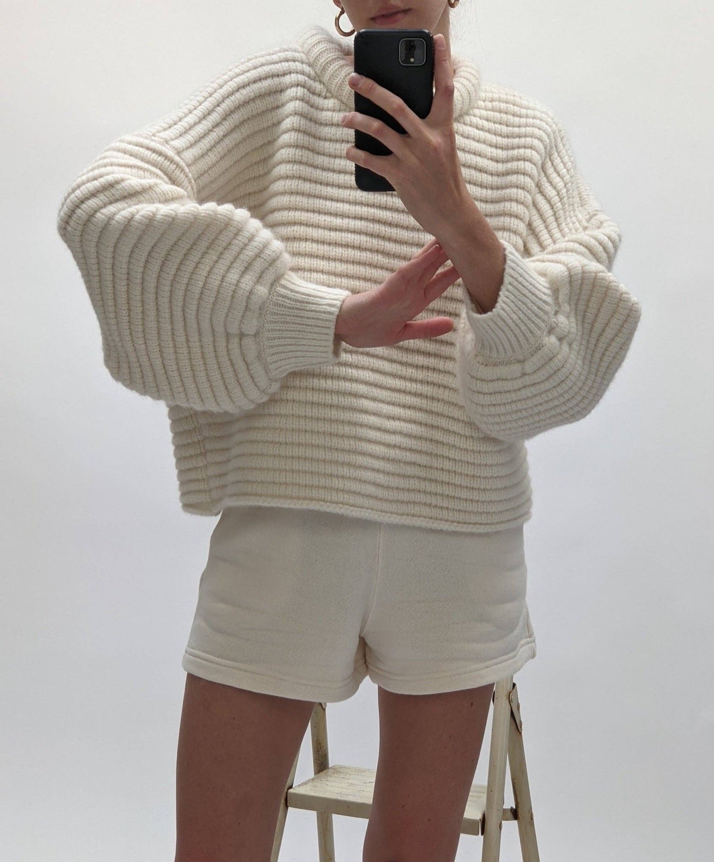 Na Nin - Romy Knitted Alpaca Balloon Sleeve Sweater: Tomato / O/S