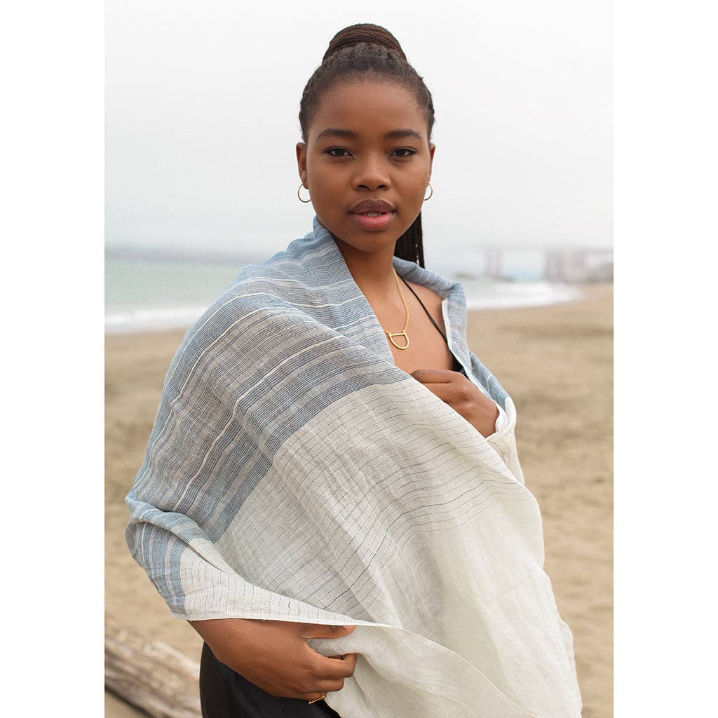 SLATE + SALT - Linen Cotton Blend Wrap Scarf: Black
