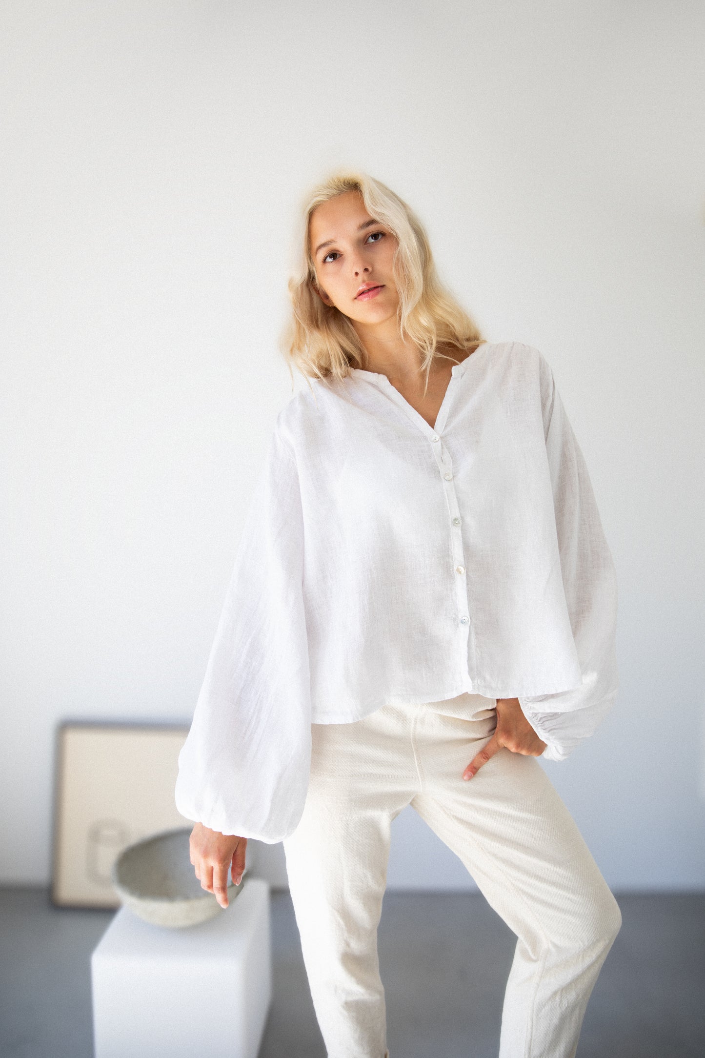Lilia White Linen Bliss Blouse
