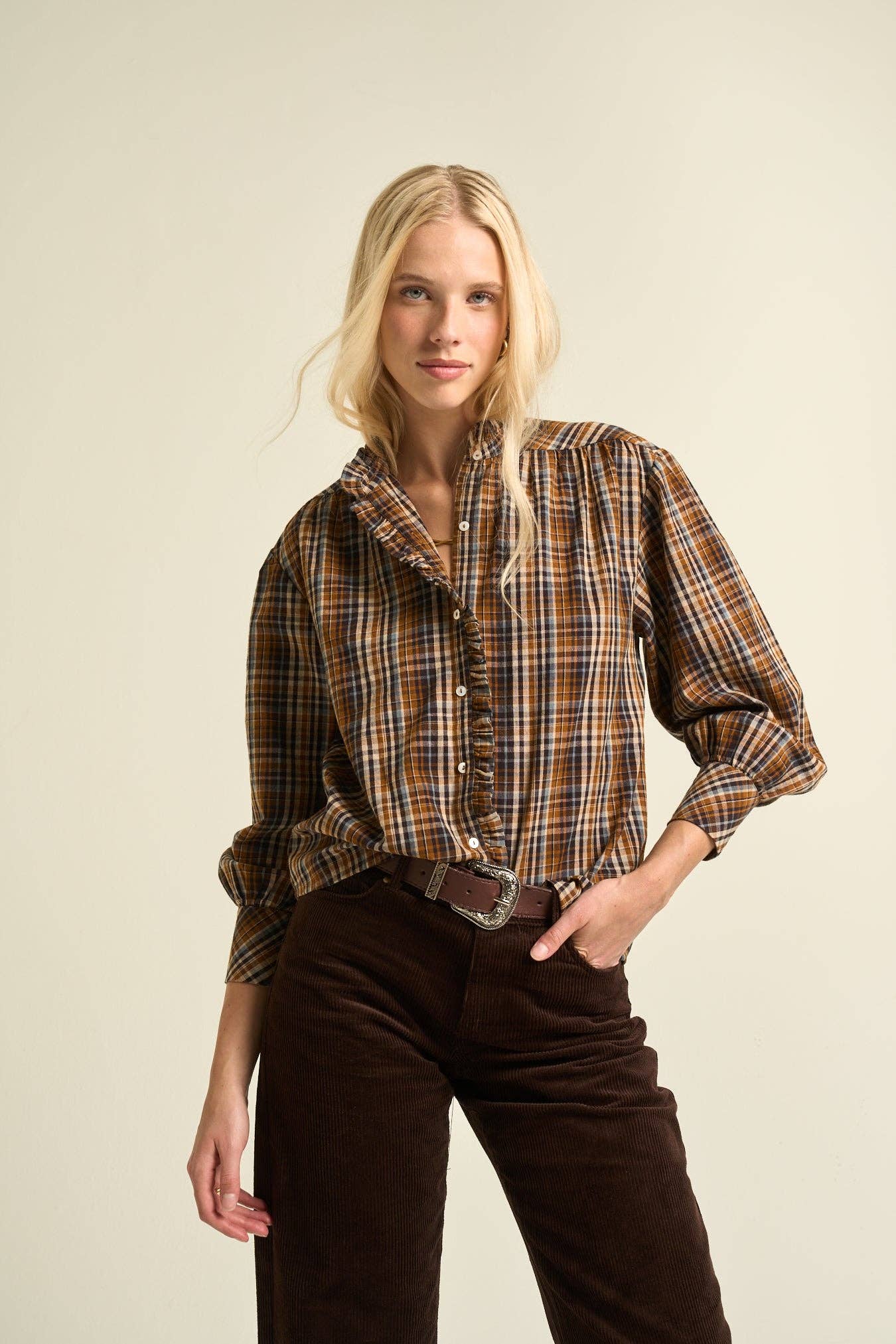 Cheyenne Mini Ruffle Cotton Blouse