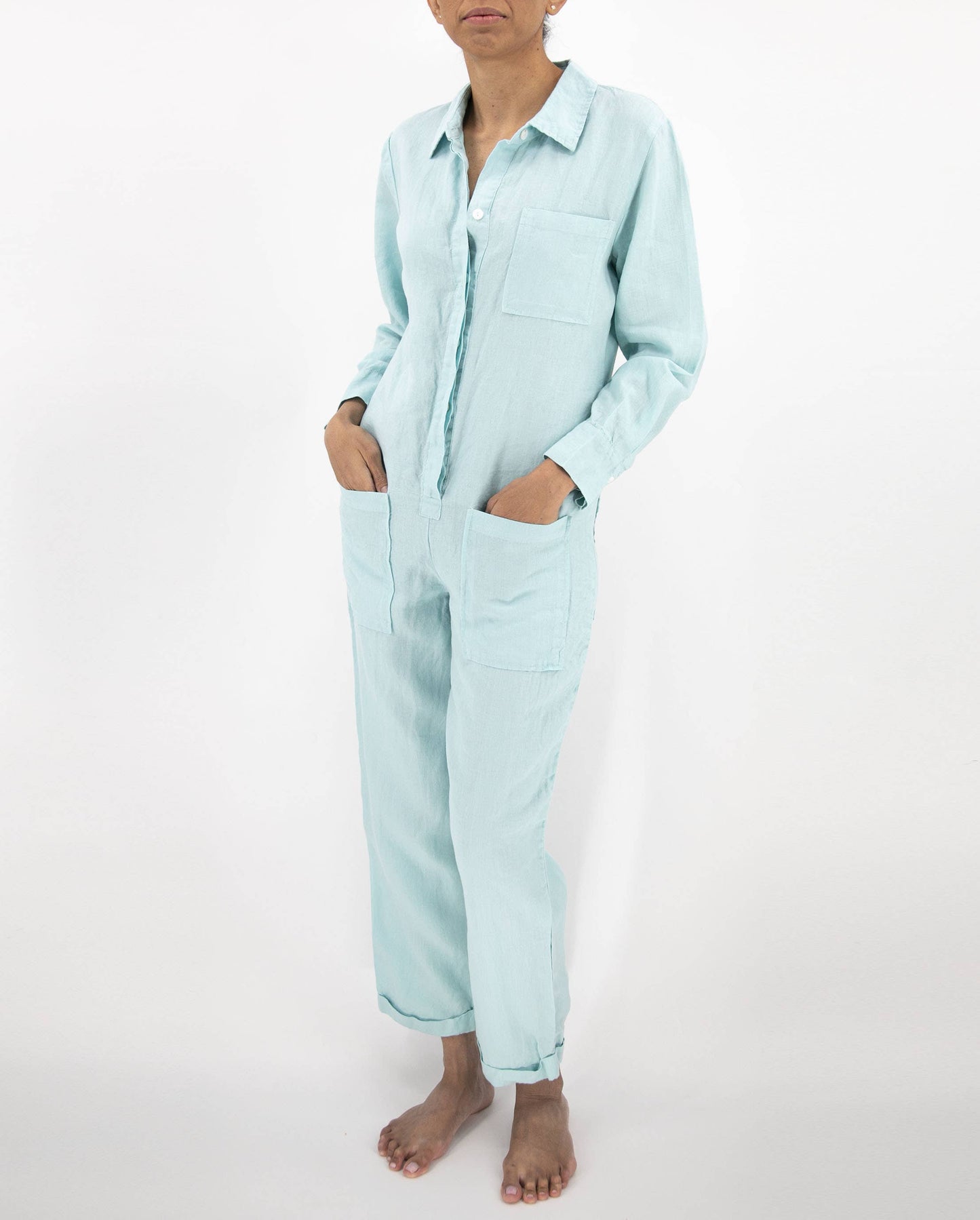 Sunday Morning - Isabelle Linen Jumpsuit: Charcoal / Small