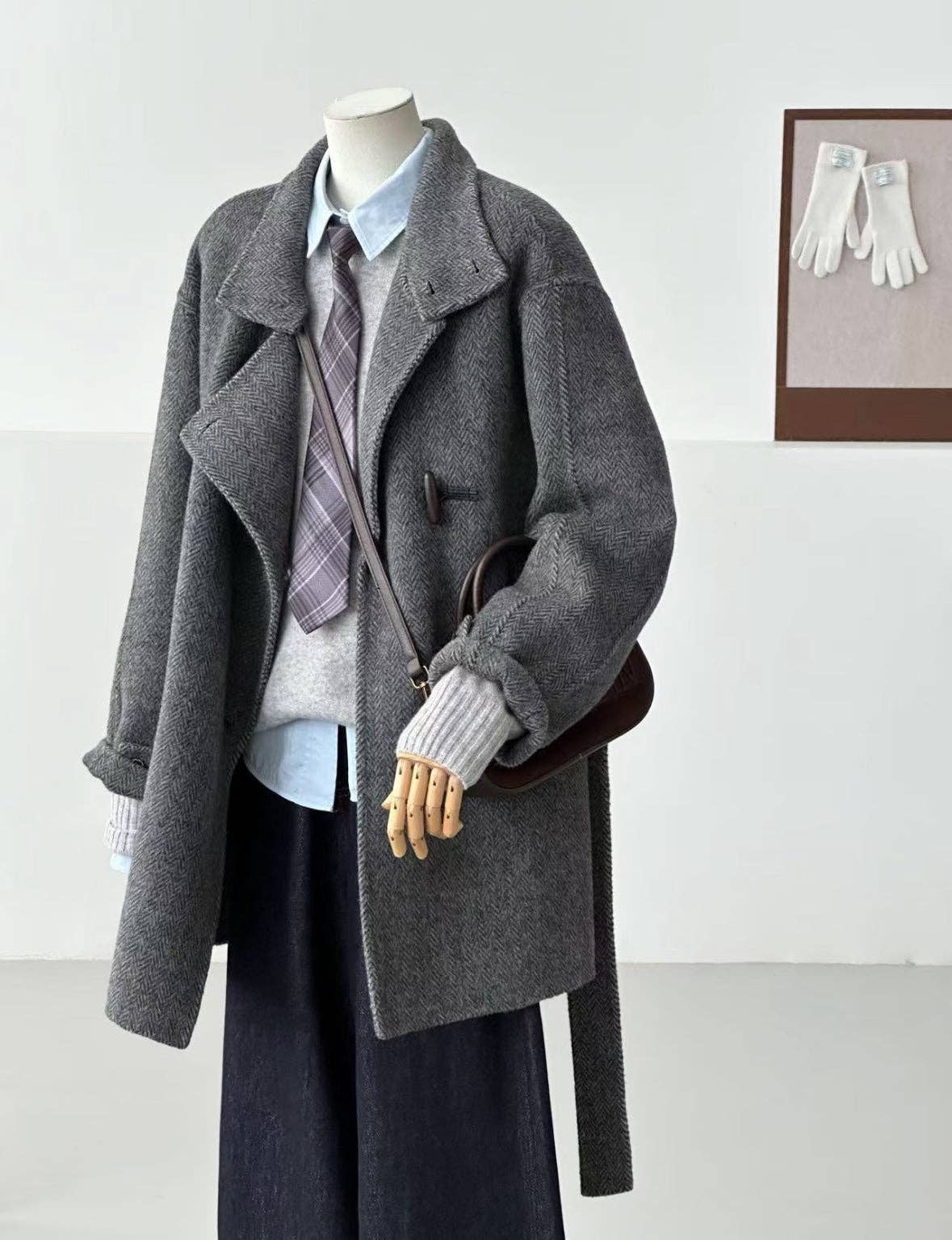 Astra Stand Collar Coat - Gray / One Size
