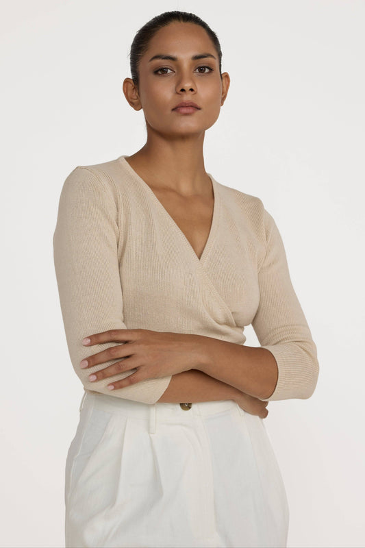 LAUDE the Label - Ballet Wrap Top - Chalk: L