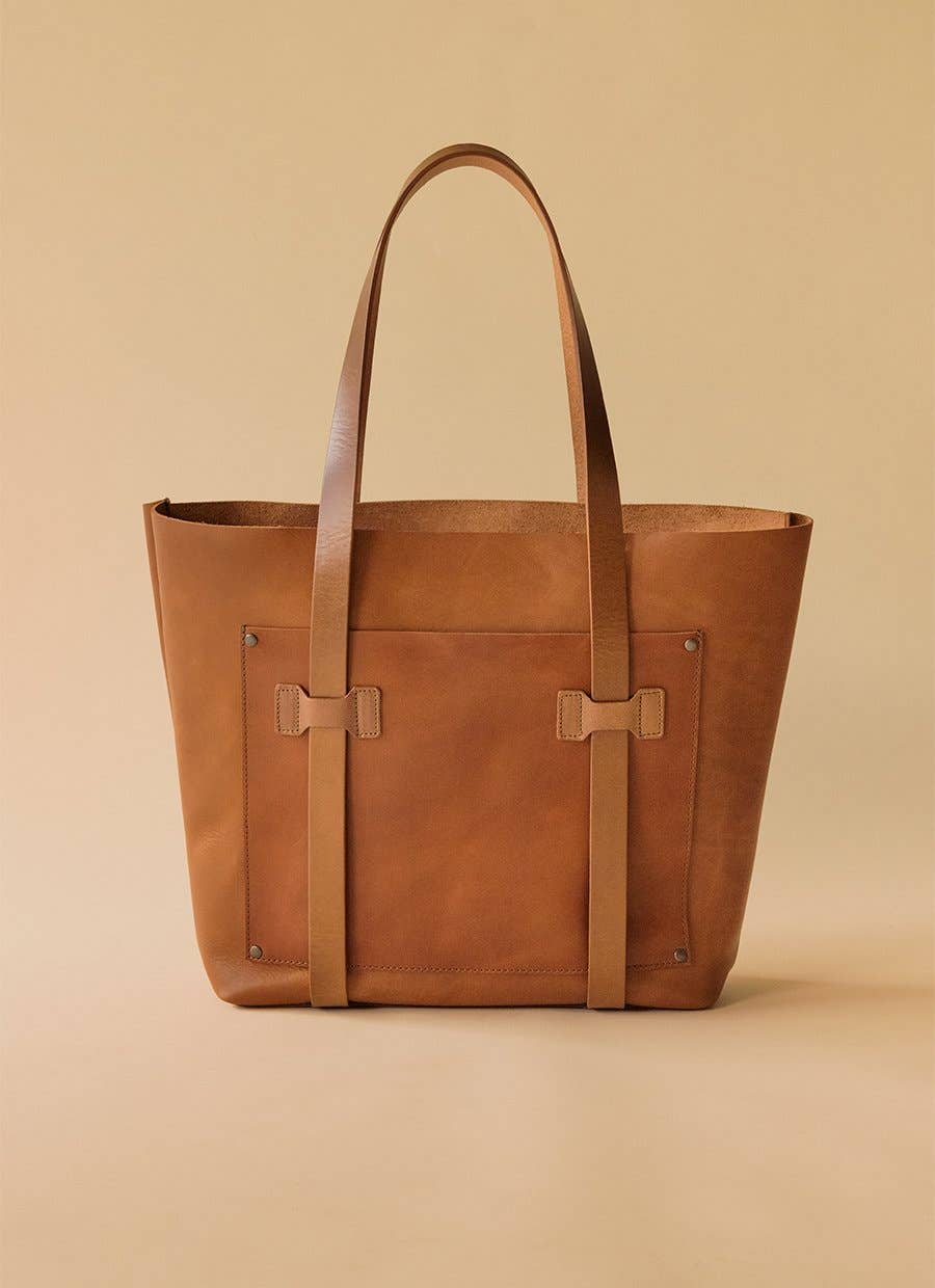 WP Standard - Large Leather Unisex Tote Bag : Tan