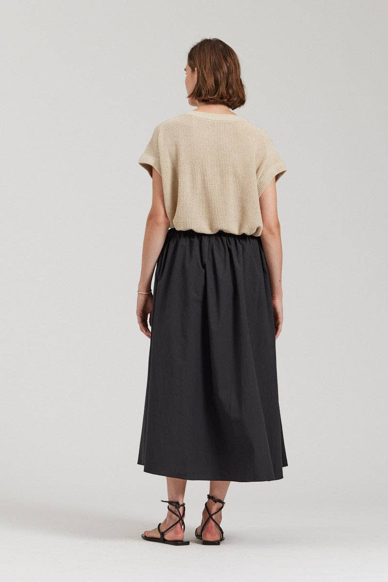 there. elsewhere - Cotton Poplin Skirt: Black / Small