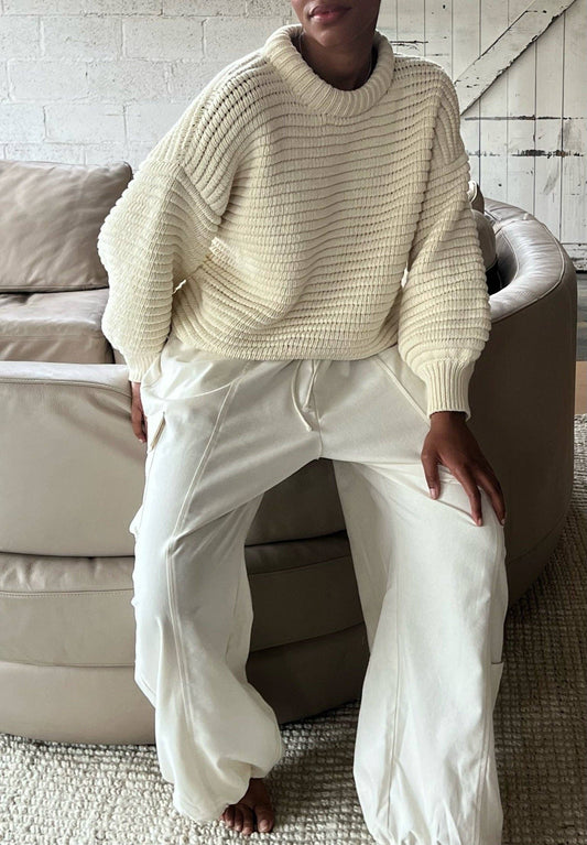 Na Nin - Romy Cotton Balloon Sleeve Sweater: Ivory / O/S