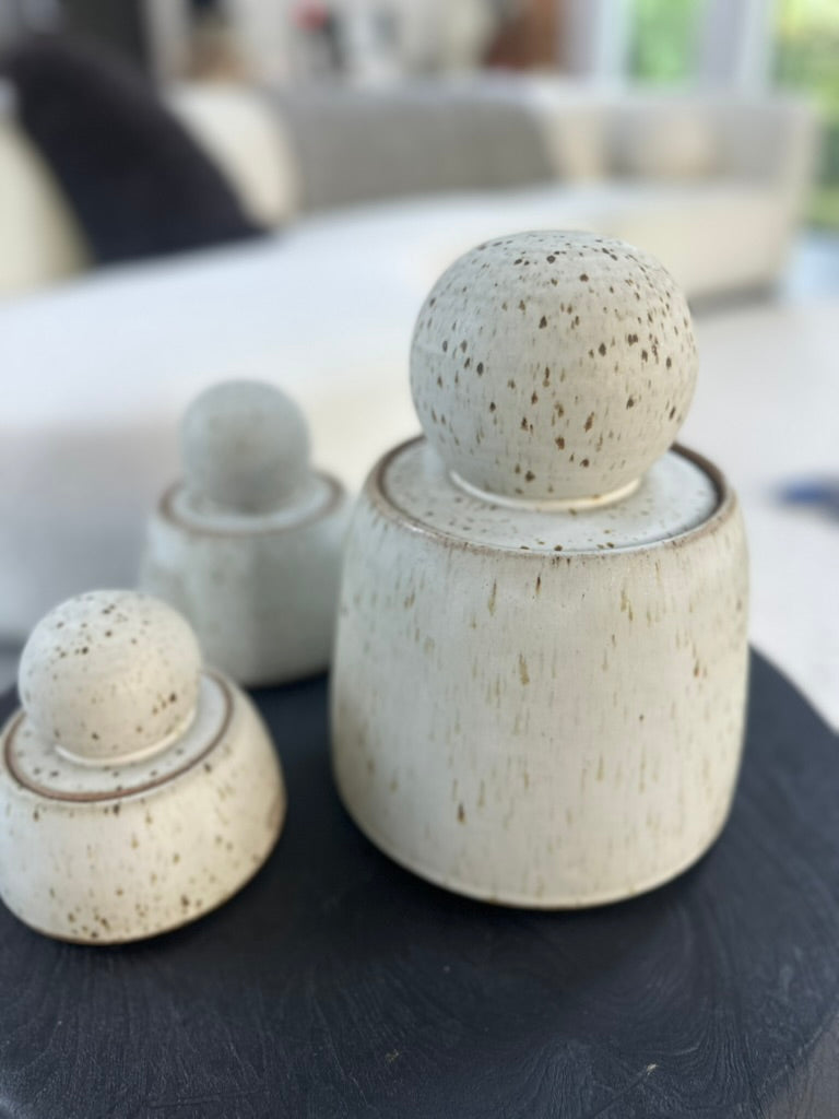 Alabaster White Stash Ceramic Jar Vessels Medium