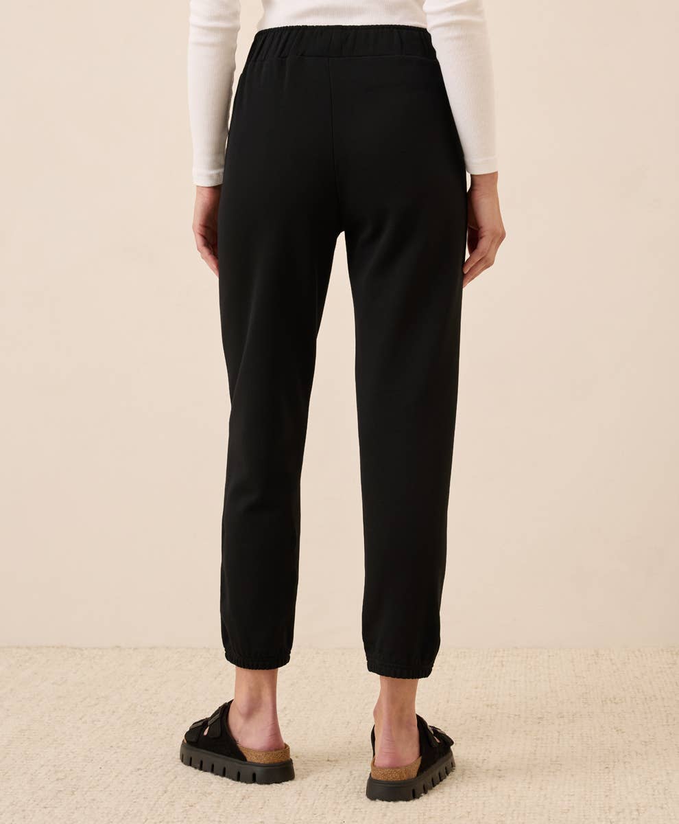 Kimmie Brushed Fleece Sweat Pant: Organic Cotton in Black