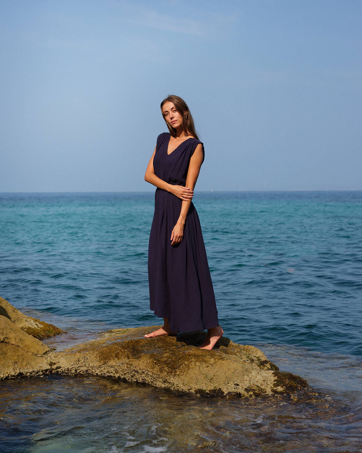 CECILIA SÖRENSEN - 789 ACACIA Dress in organic cotton muslin: Blue