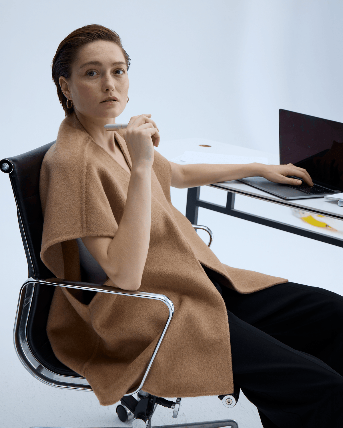 Wool & Camel Hair Drape Vest | Honey Birch