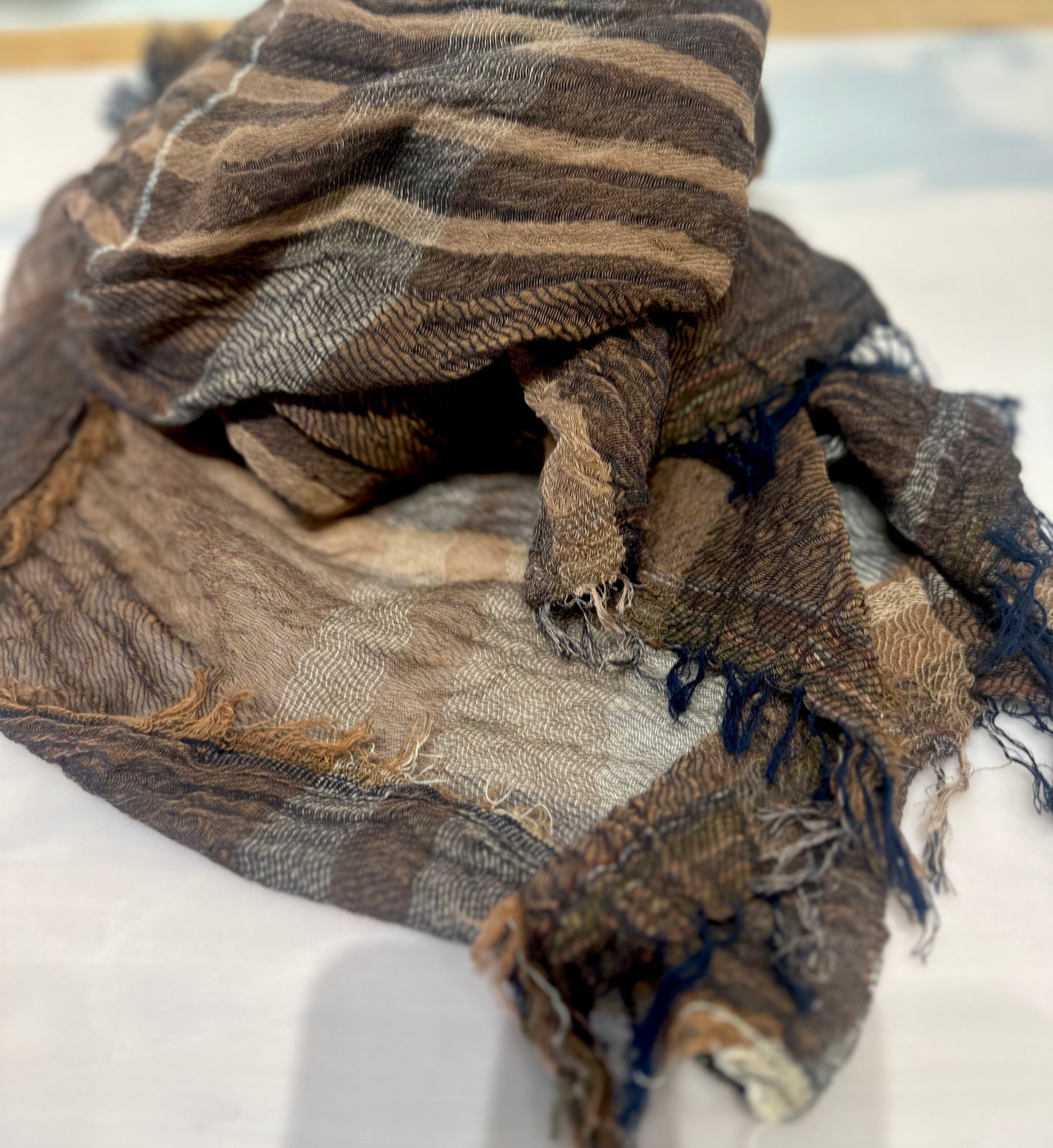 Roots cotton large shawl by Tamaki Niime