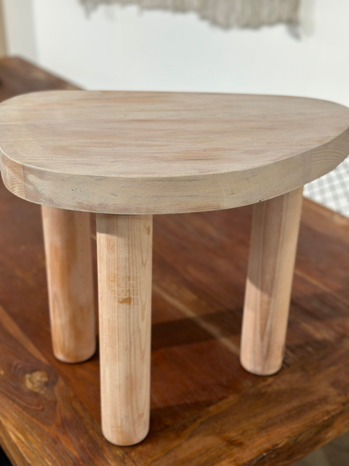 3 legged modern beechwood side table