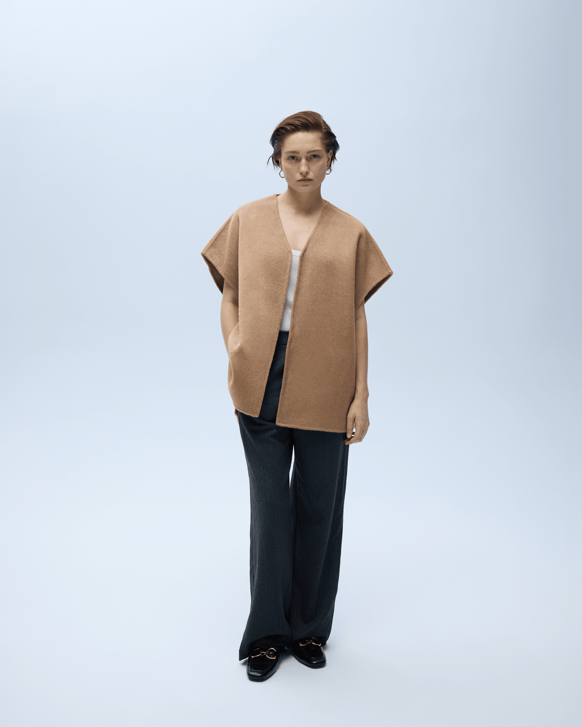 Wool & Camel Hair Drape Vest | Honey Birch