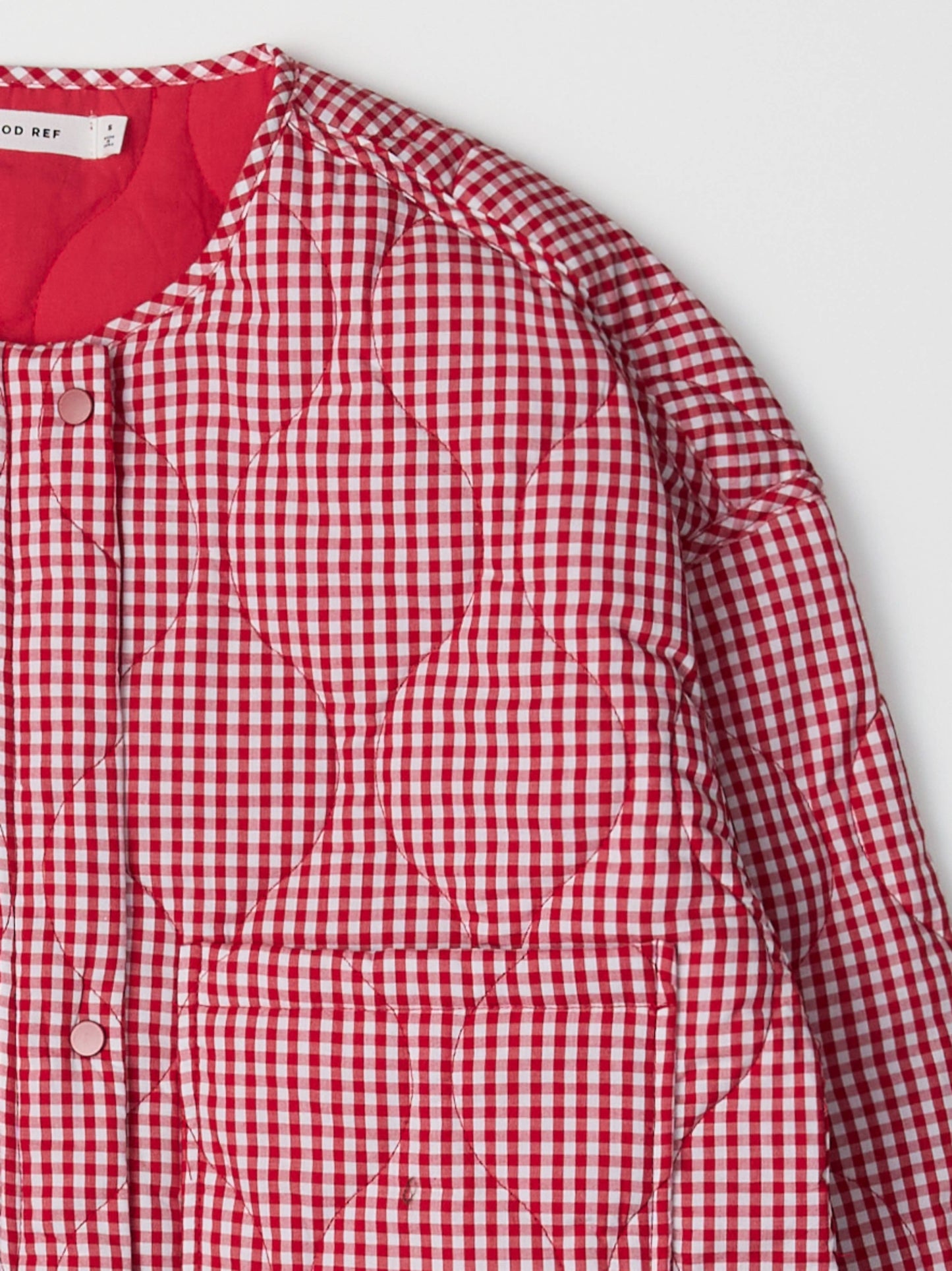 Quilted Gingham Cotton Cropper Jacket: Black / LARGE