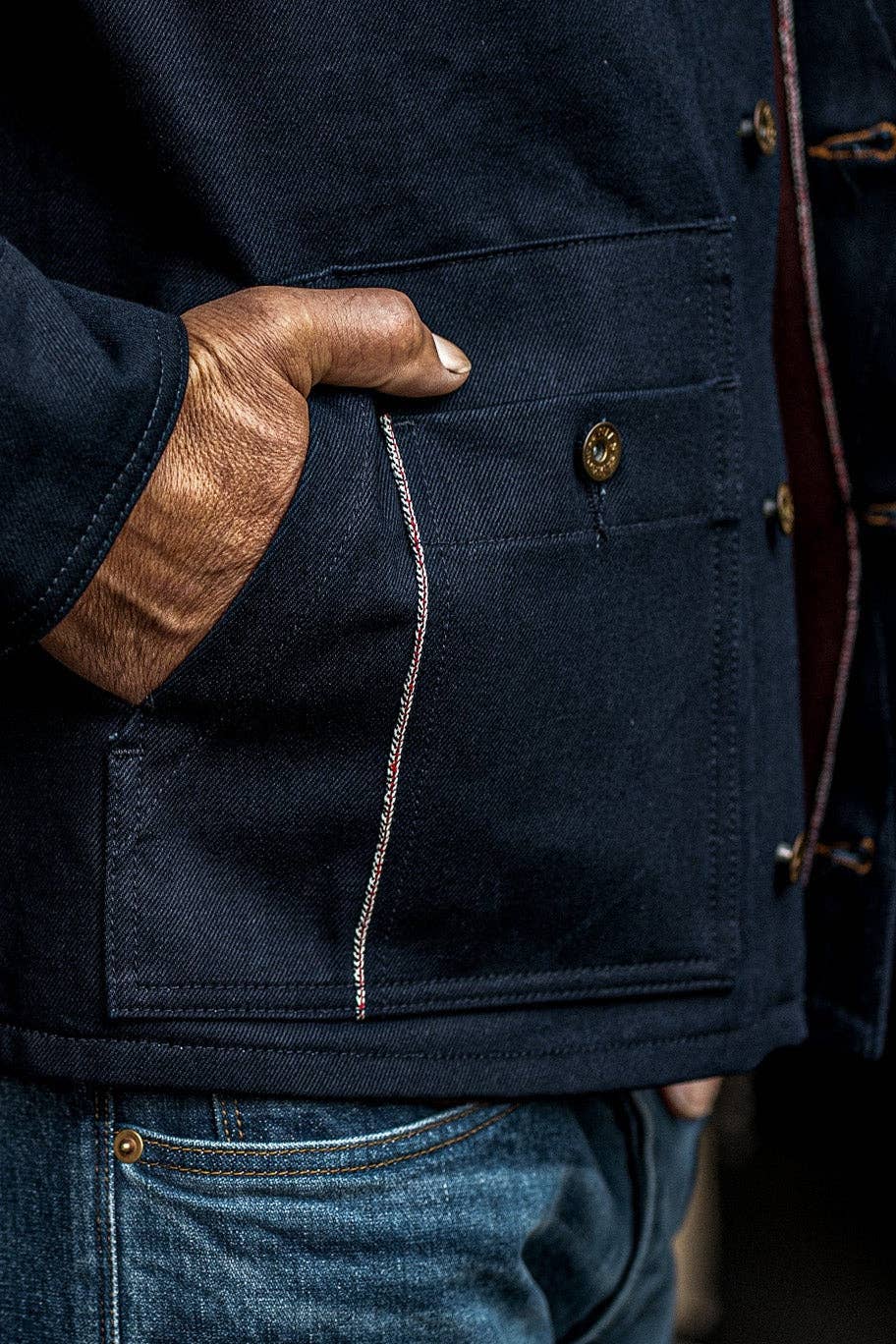WiesMade - Men | Nico Chore Coat | Selvedge - Navy: Navy Raw Selvedge / M