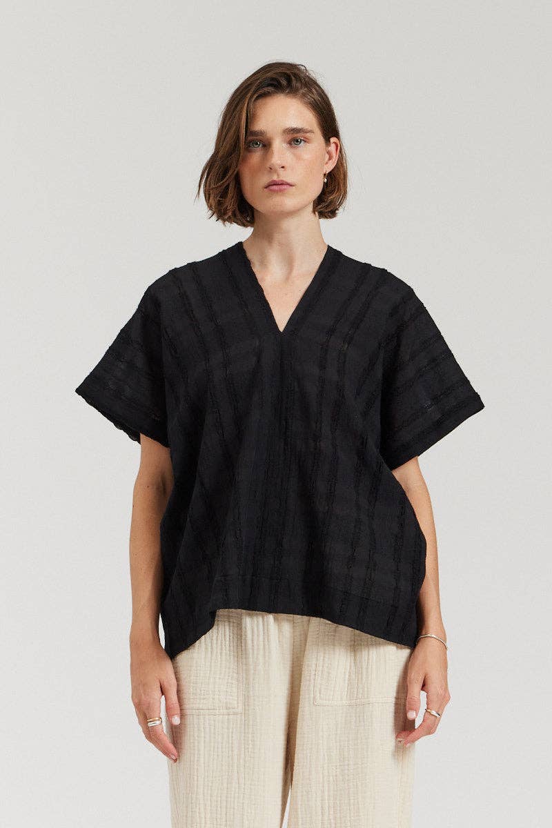 there. elsewhere - Boxy Textured Blouse: Black / Small