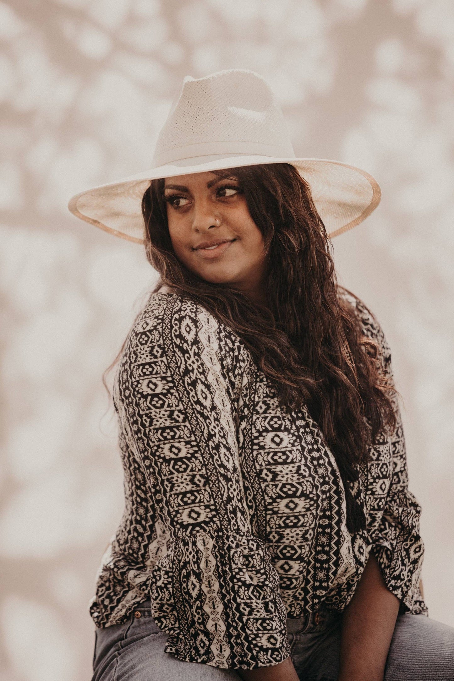 WEST VON - Blake | Paper Straw Fedora Wide Brim Hat | Cream: Small