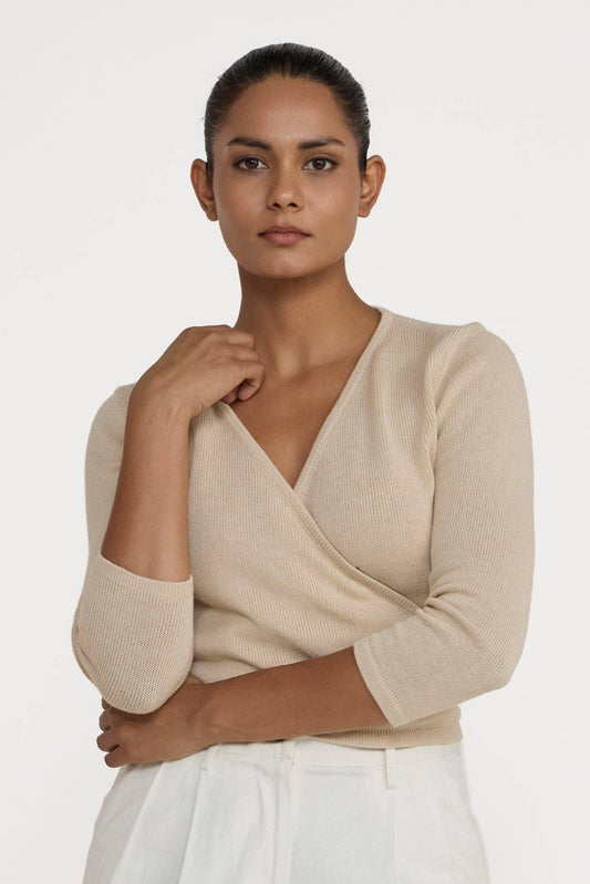 LAUDE the Label - Ballet Wrap Top - Chalk: L