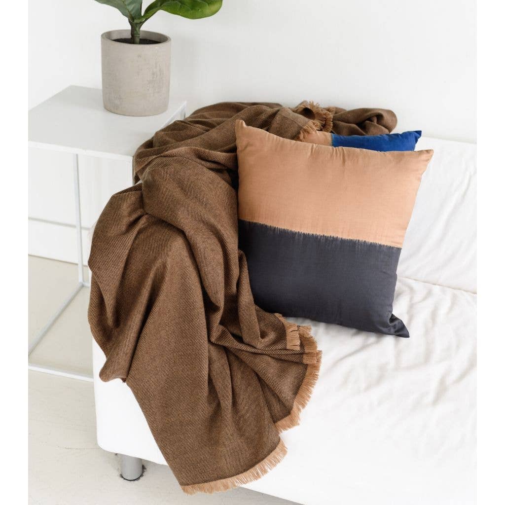 Plush Merino Handwoven Throw in Tobacco Leaf