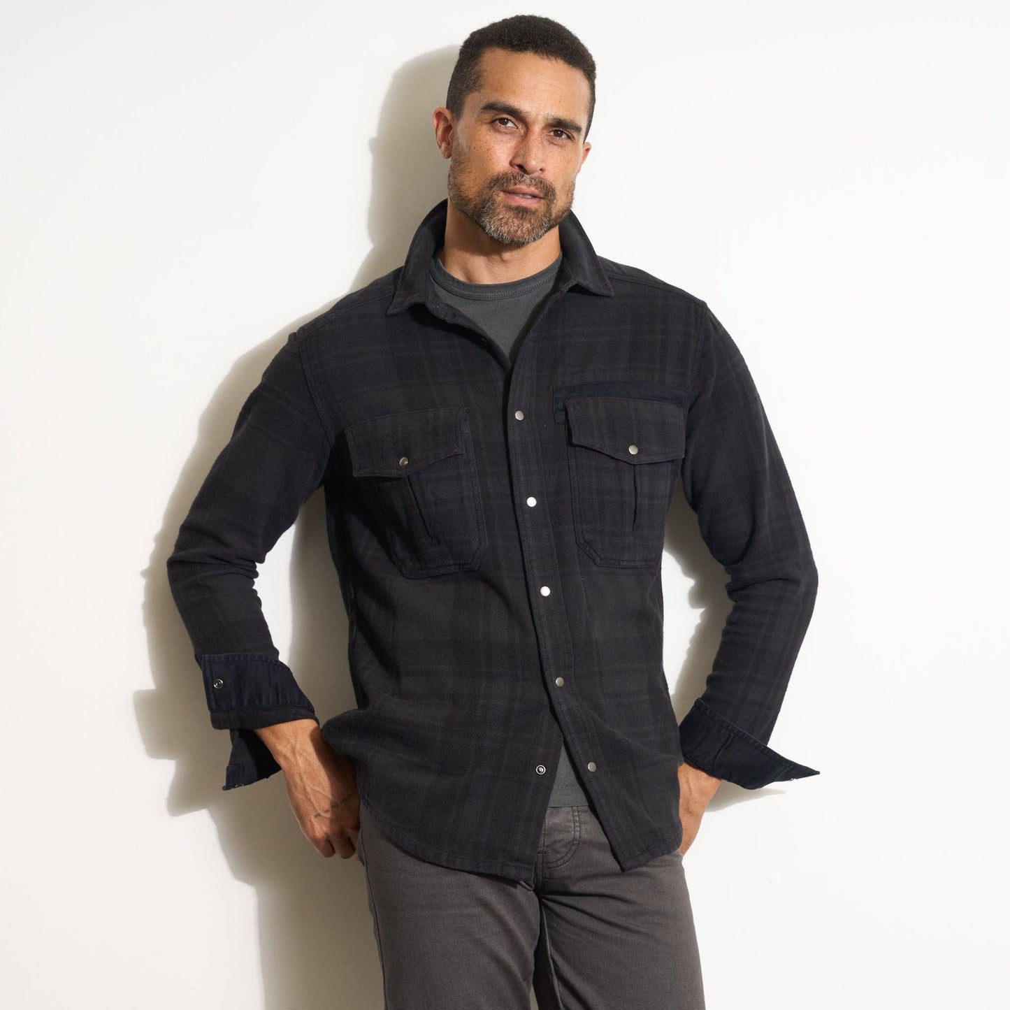 Axel Flannel Shirt Jacket: Blackout Flannel / L