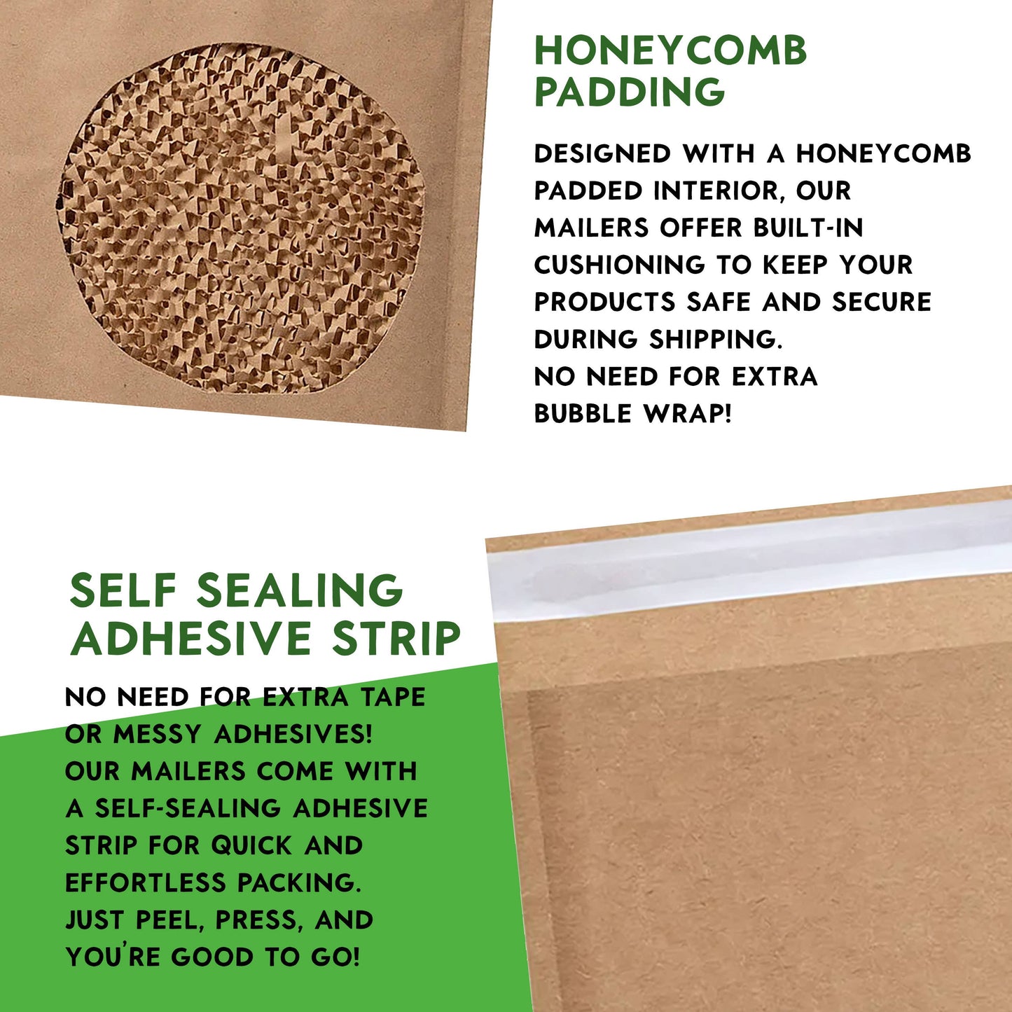 Coaco - 100pcs Kraft Mailers, Honeycomb Kraft Mailers, Padded Mailer: 10.5x15