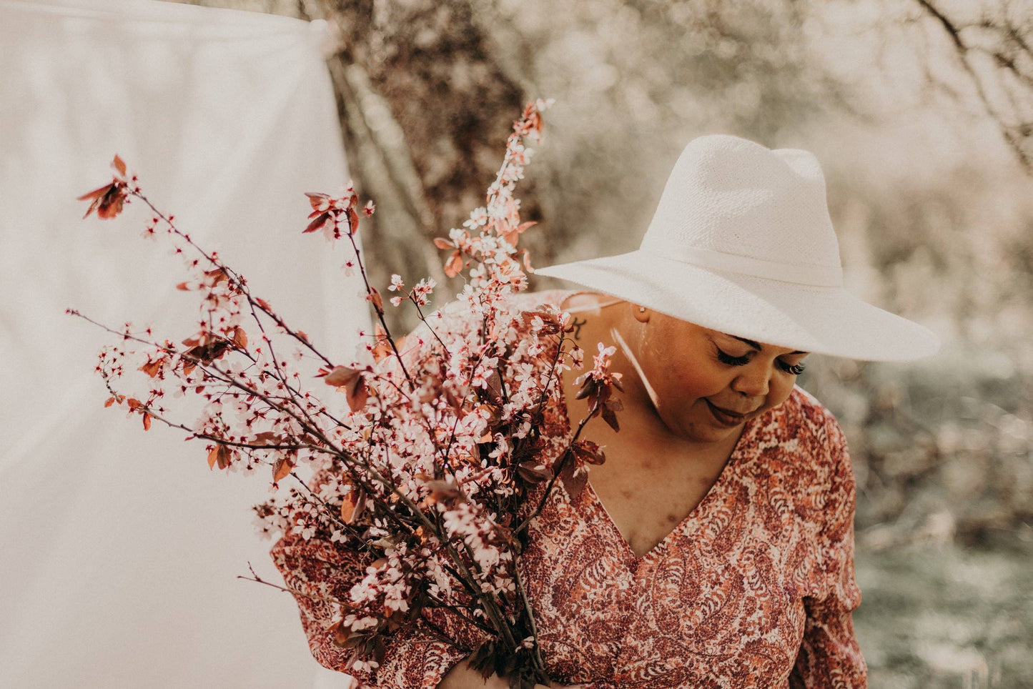 WEST VON - Blake | Paper Straw Fedora Wide Brim Hat | Cream: Small