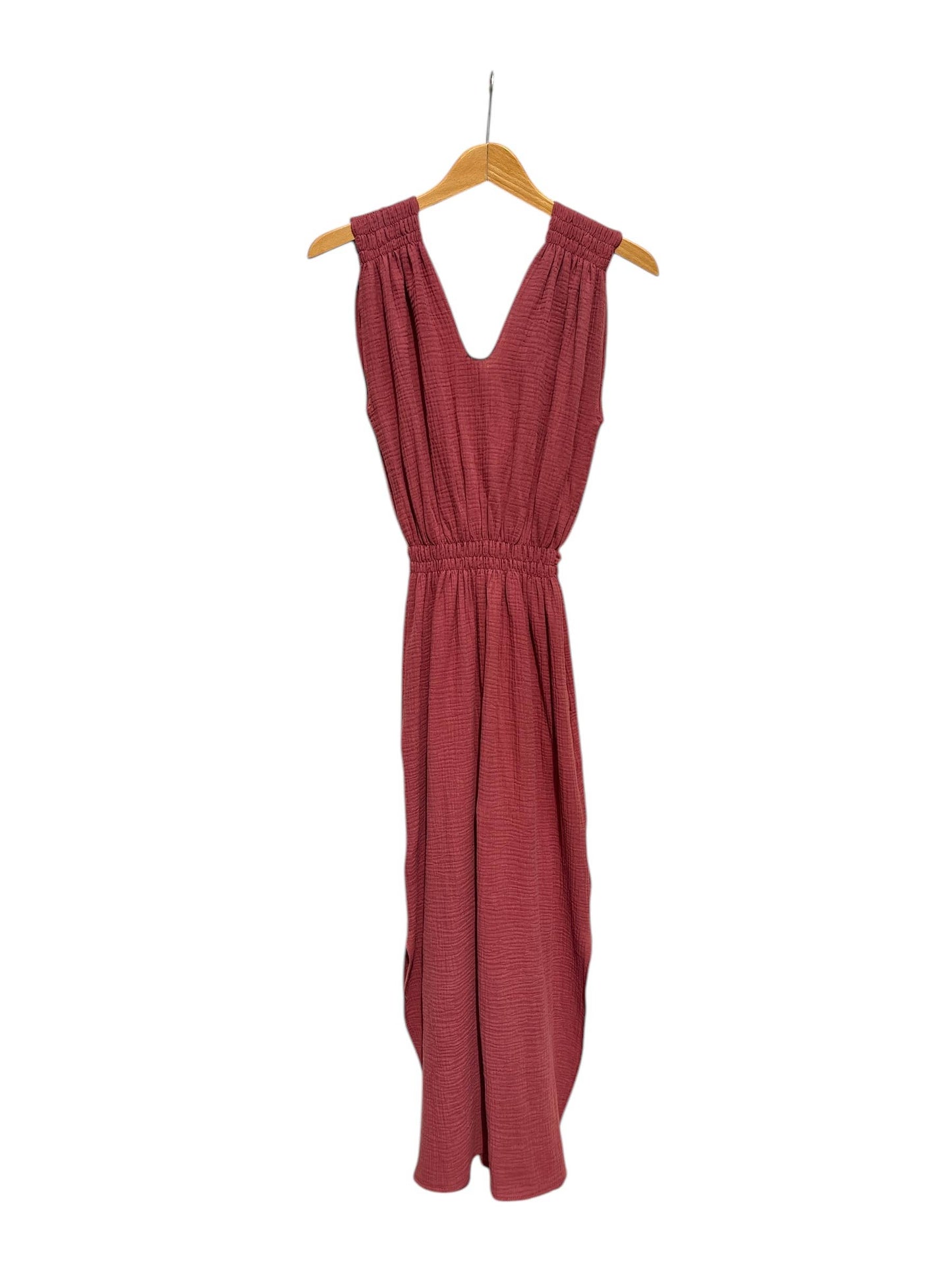 V Gathered greek dress in soft, organic, cotton: Navy blue