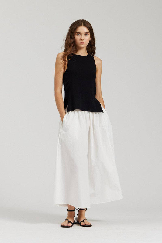 there. elsewhere - Cotton Poplin Skirt: Off White / Small