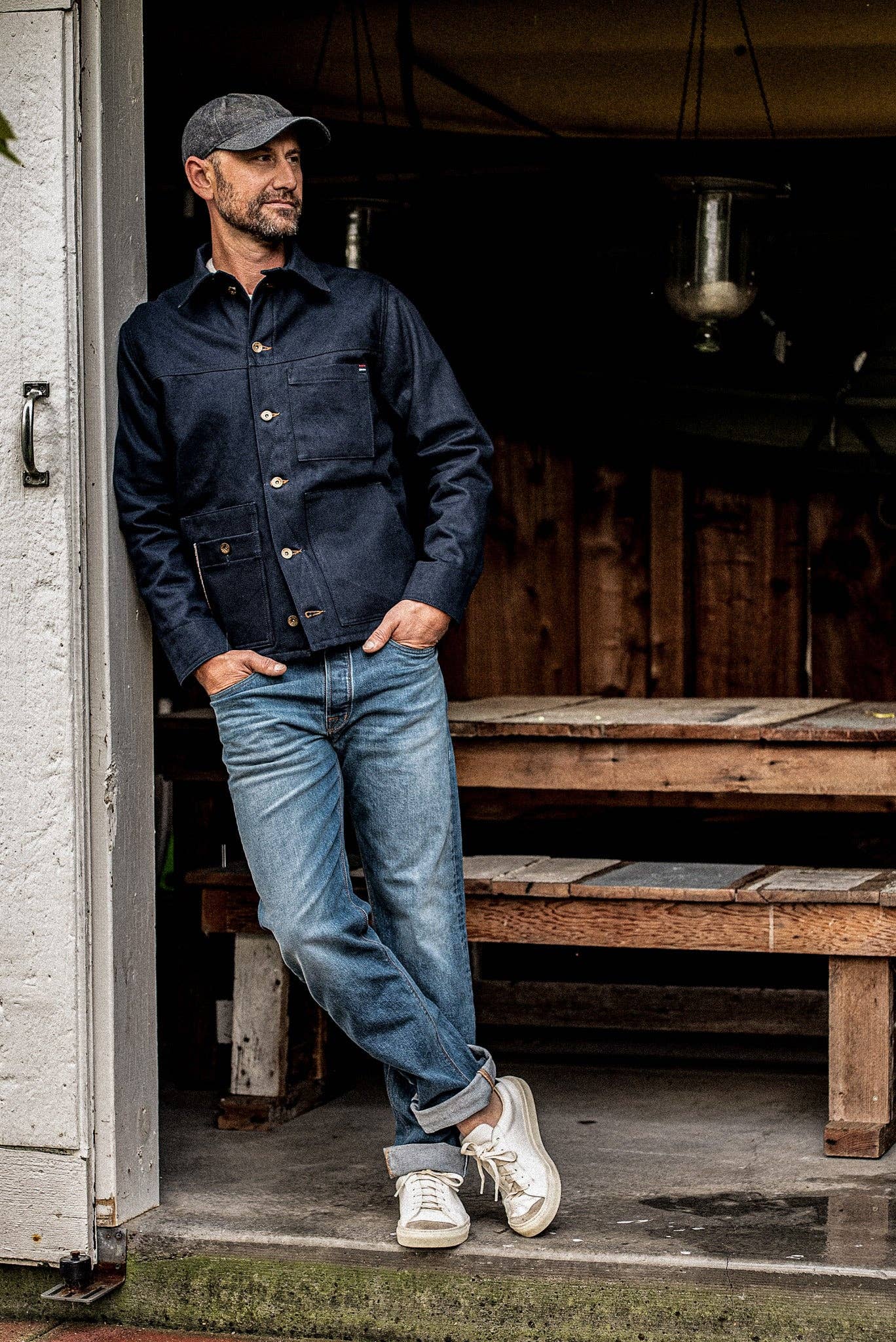 WiesMade - Men | Nico Chore Coat | Selvedge - Navy: Navy Raw Selvedge / S