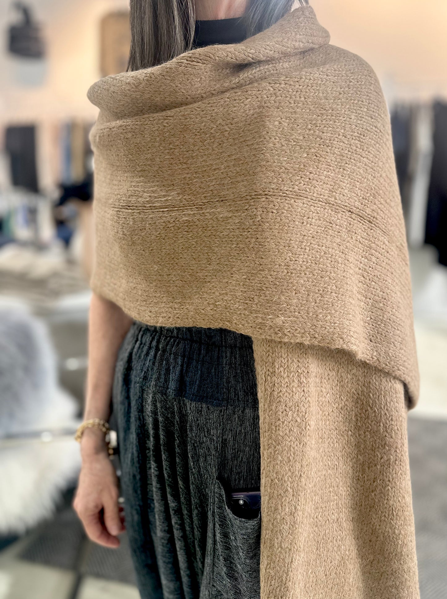 Rapha Suri Baby Alpaca Blanket Scarf from Peru