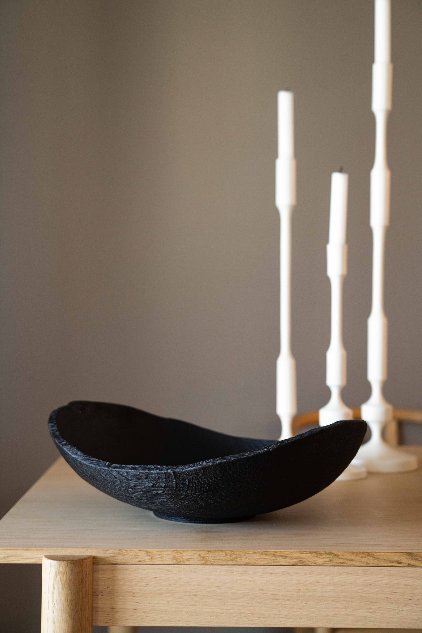 Creating Comfort Lab - Hand-Carved Shallow Boat-Shaped Wooden Fruit Bowl