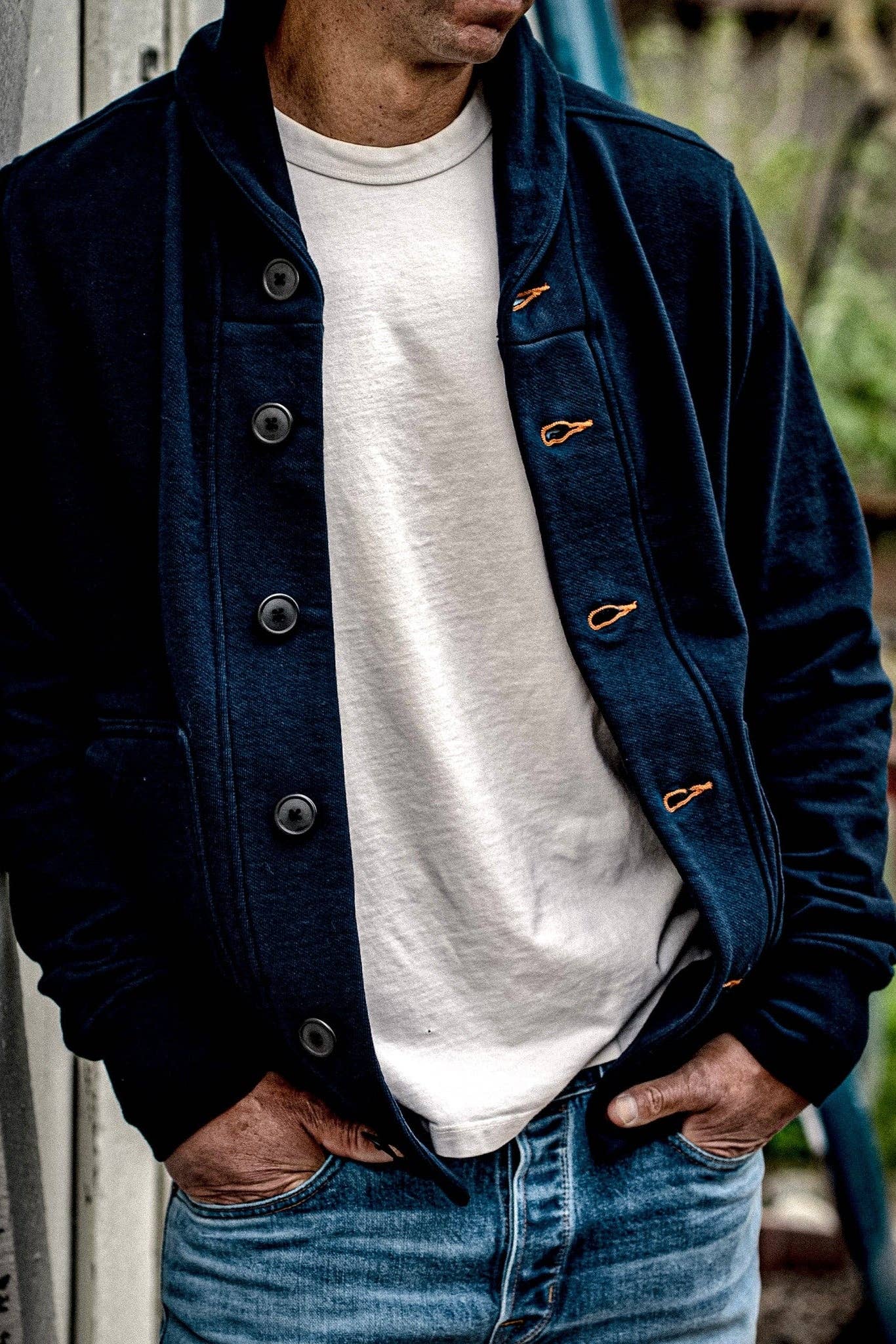 WiesMade - Men | Bodega Cardigan | 14oz 100% Cotton French Terry - Navy: Navy / L