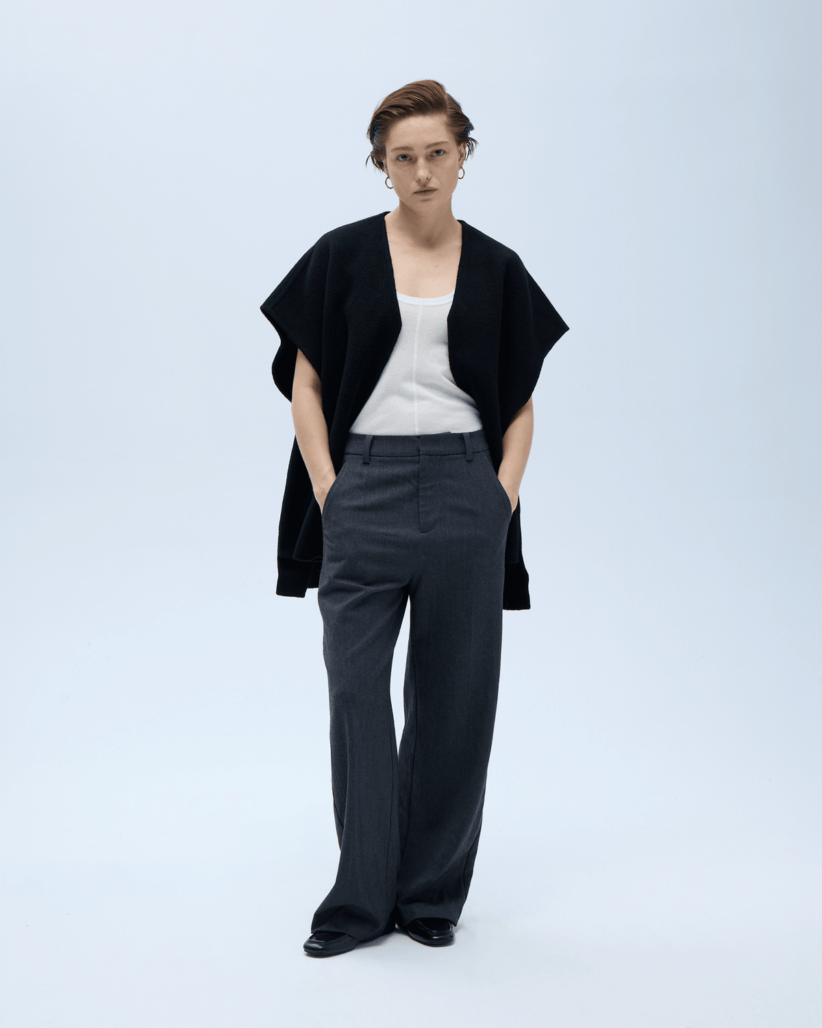 Wool & Camel Hair Drape Vest | Charred Cedar