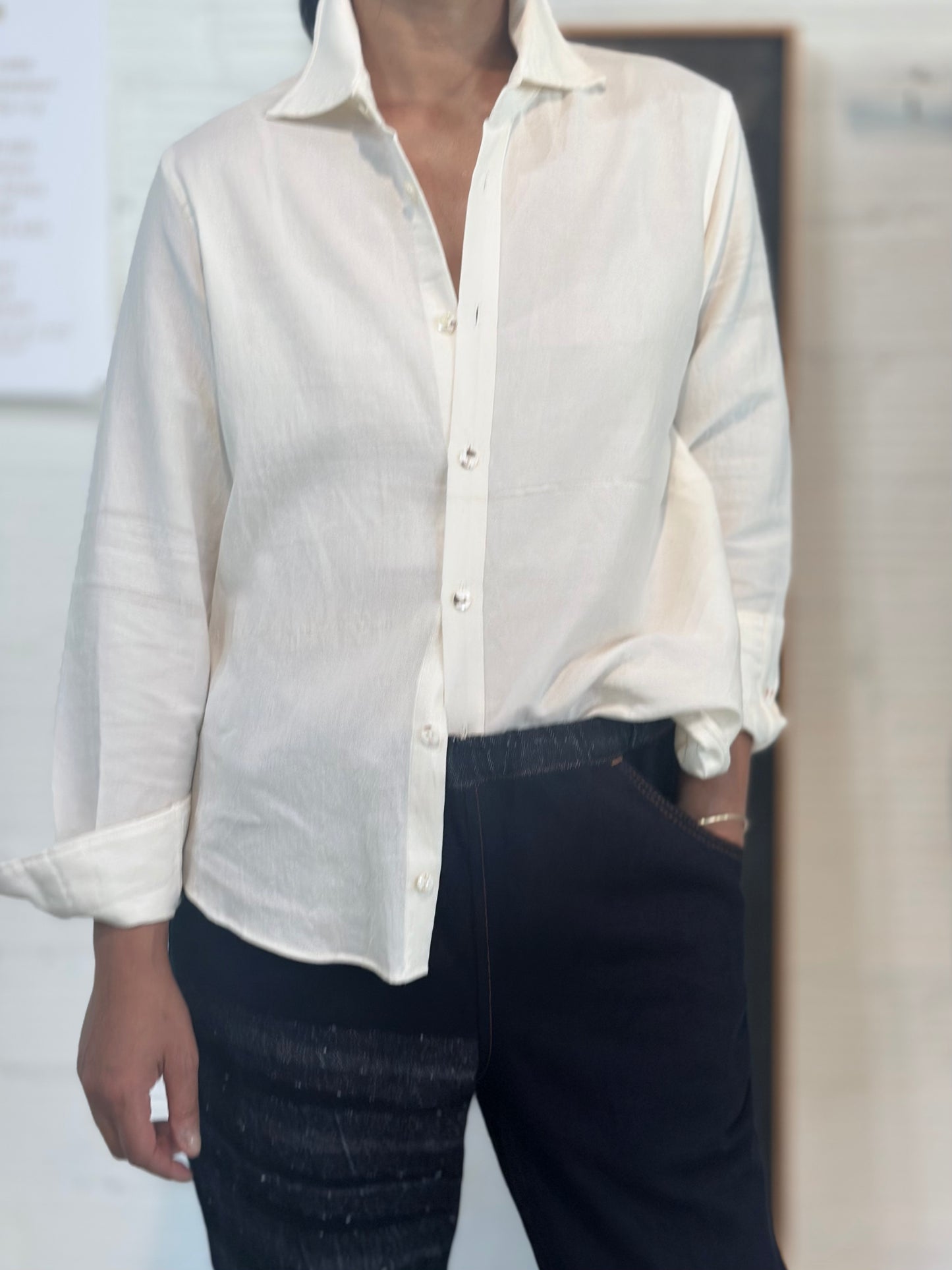 Button Down Shirt -Long Sleeve in Organic Cotton by Tamaki-Niime